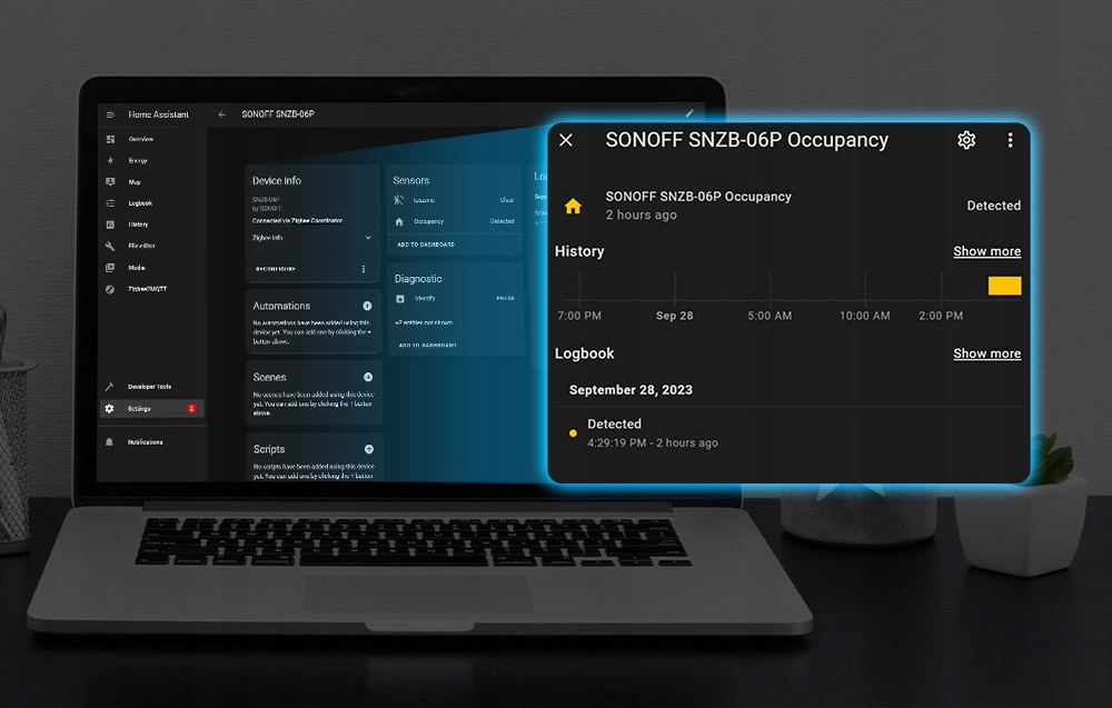 Inteligentny Czujnik Obecności Jasności Ruchu ZigBee Sonoff SNZB-06P Zasilanie sieciowe