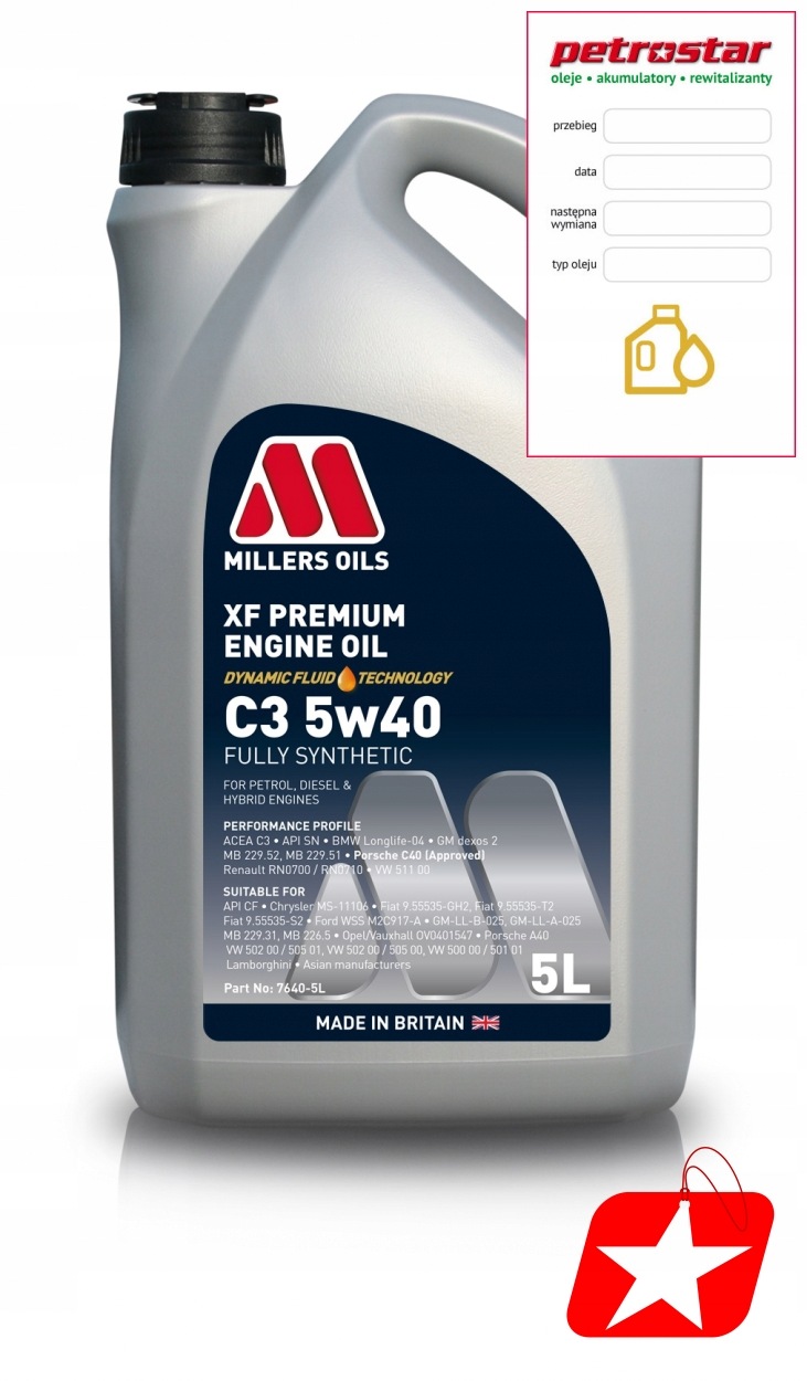 Millers Oils Xf Premium C3 5W40 5L