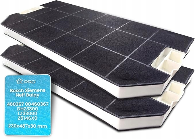 2 x filtr s aktivním uhlím DL-pro 487 x 230 mm pro Bosch Siemens Neff Balay