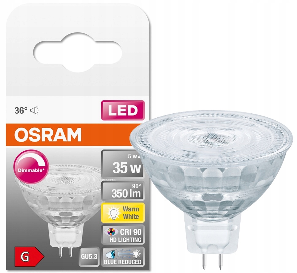 OSRAM LED reflektor 5W = 35W 2700K 12V GU5.3 DIM