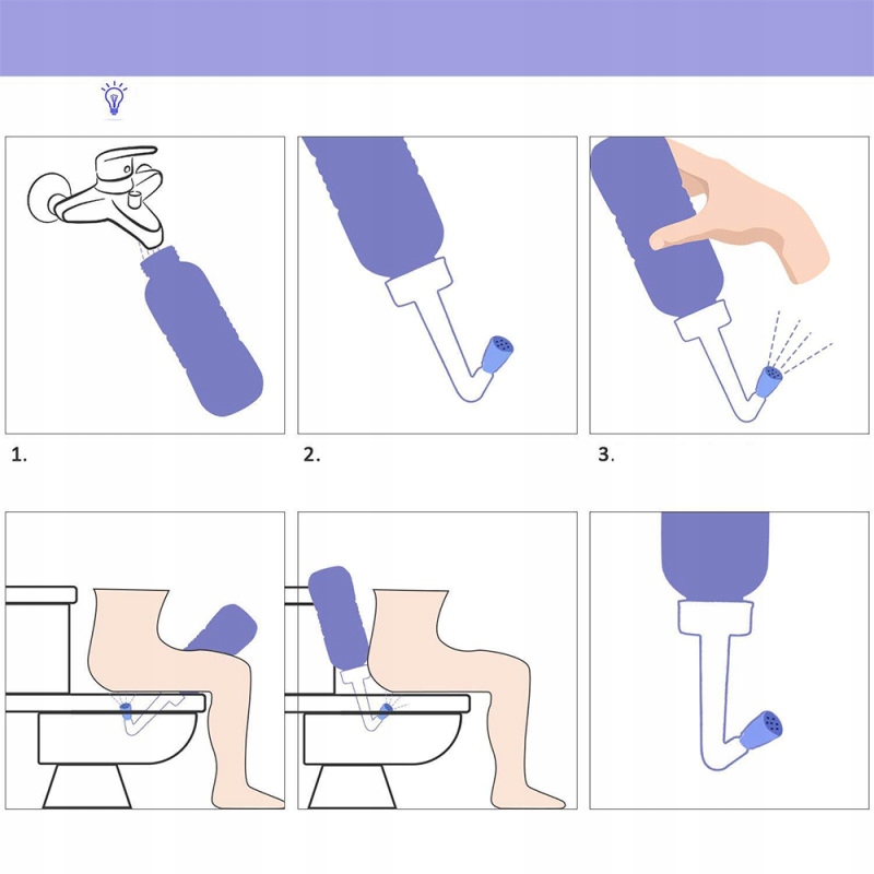 WIELOFUNKCYJNY PRZENOŚNY PODRÓŻNY BIDET DO PODMYWANIA OPRYSKIWACZ 450ML Kształt owalny