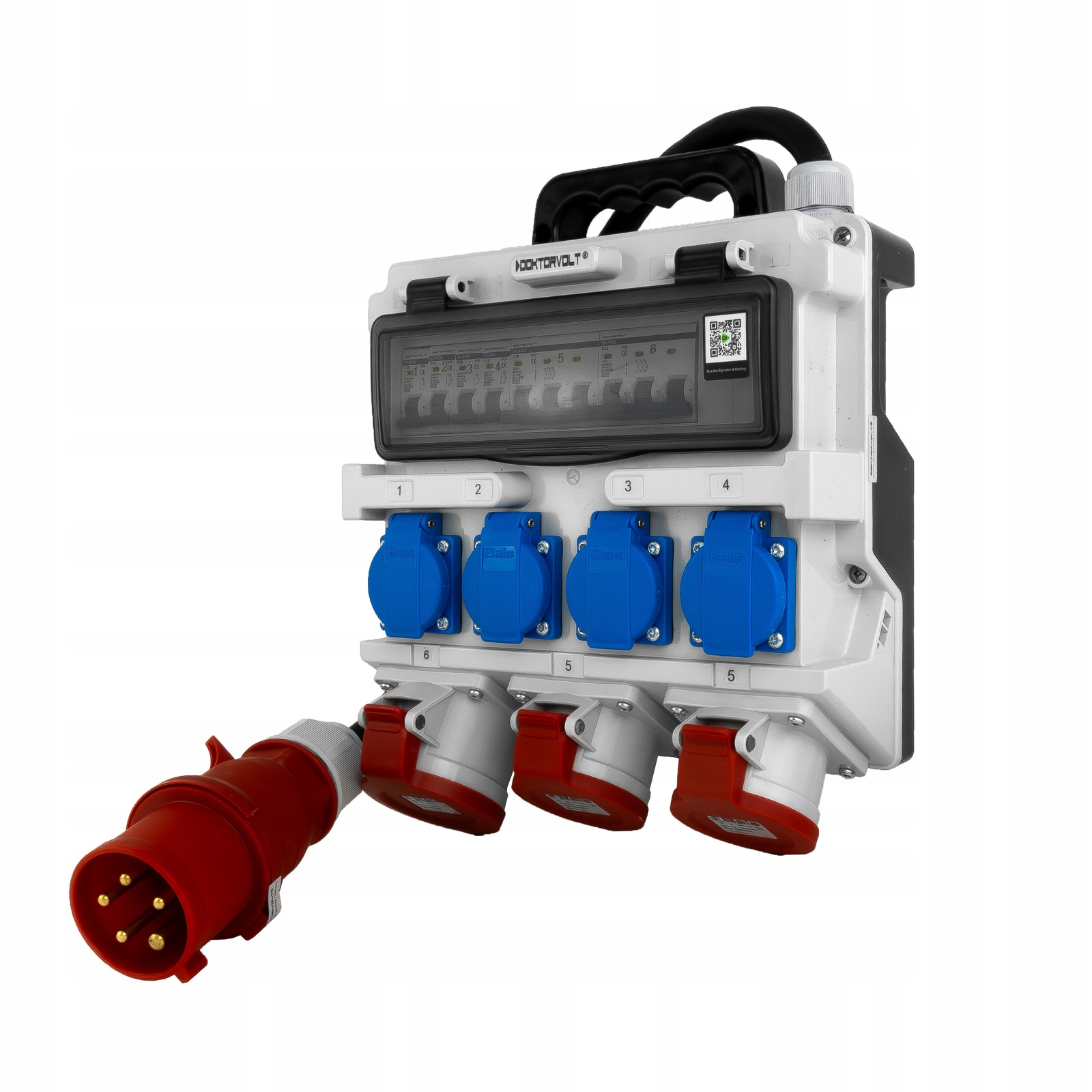 Stavební rozvaděč 2x16A 32A 4x230V rozvaděč s držákem a kabelem