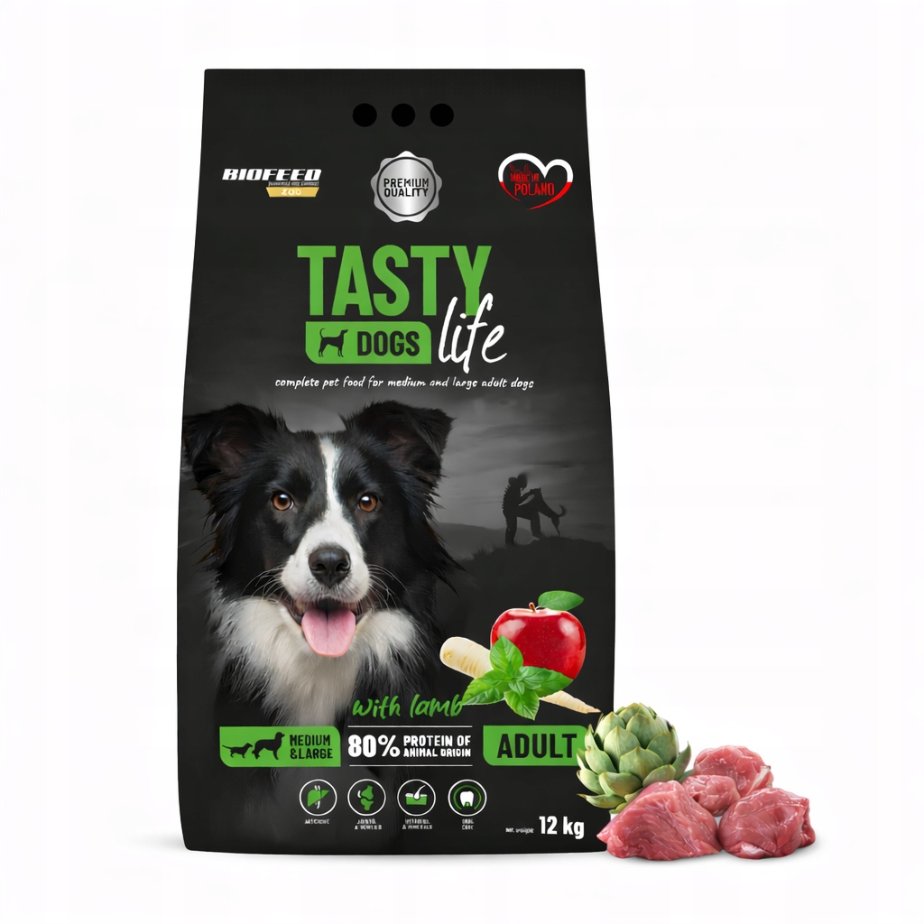 Levně Krmivo pro psy Biofeed Tasty Dogs Life Jehněčí maso střední a velké 12 kg