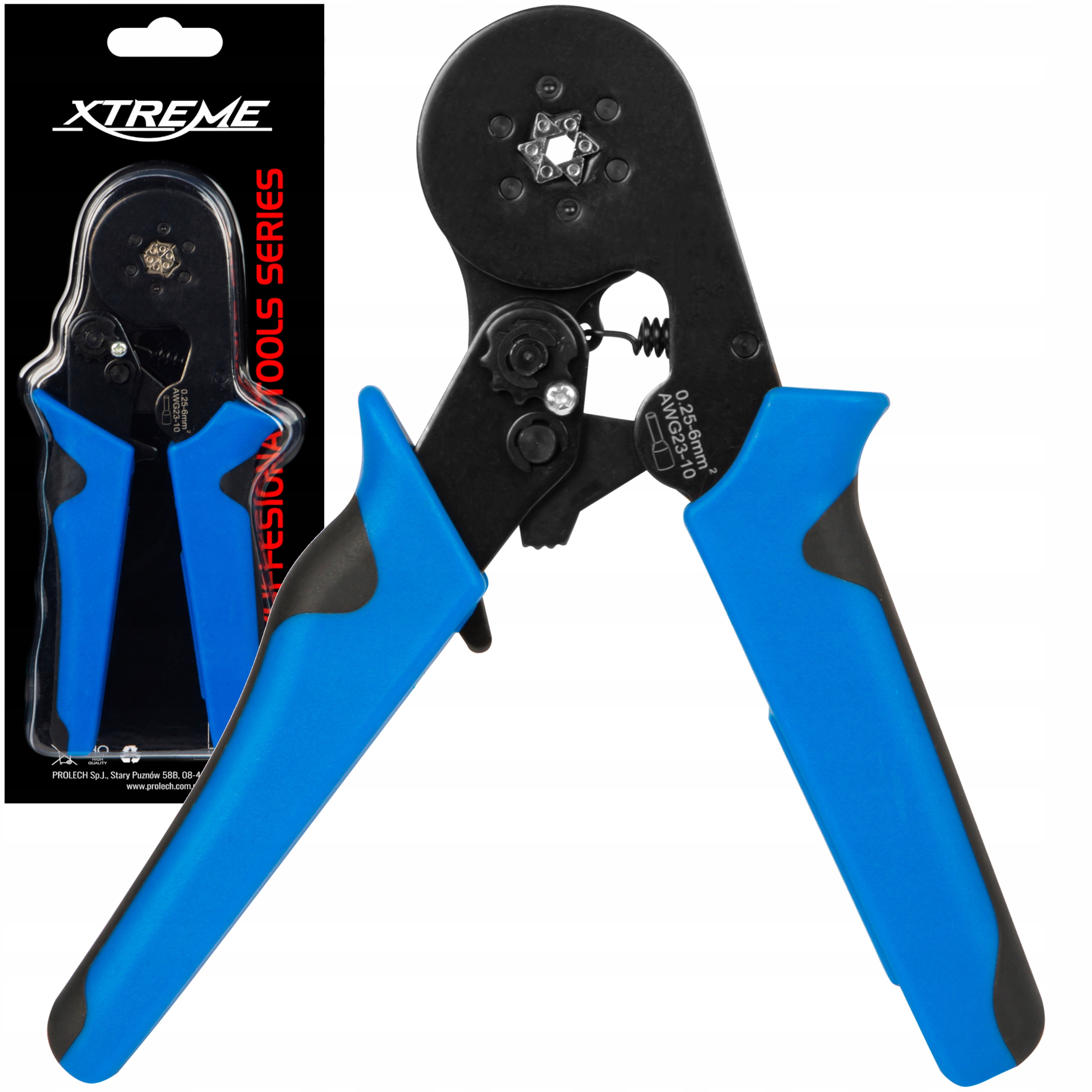 ZACISKARKA PRASKA SZEŚCIOKĄTNA KABLI TULEJEK KOŃCÓWEK KONEKTORÓW 0,25-6mm Marka Xtreme