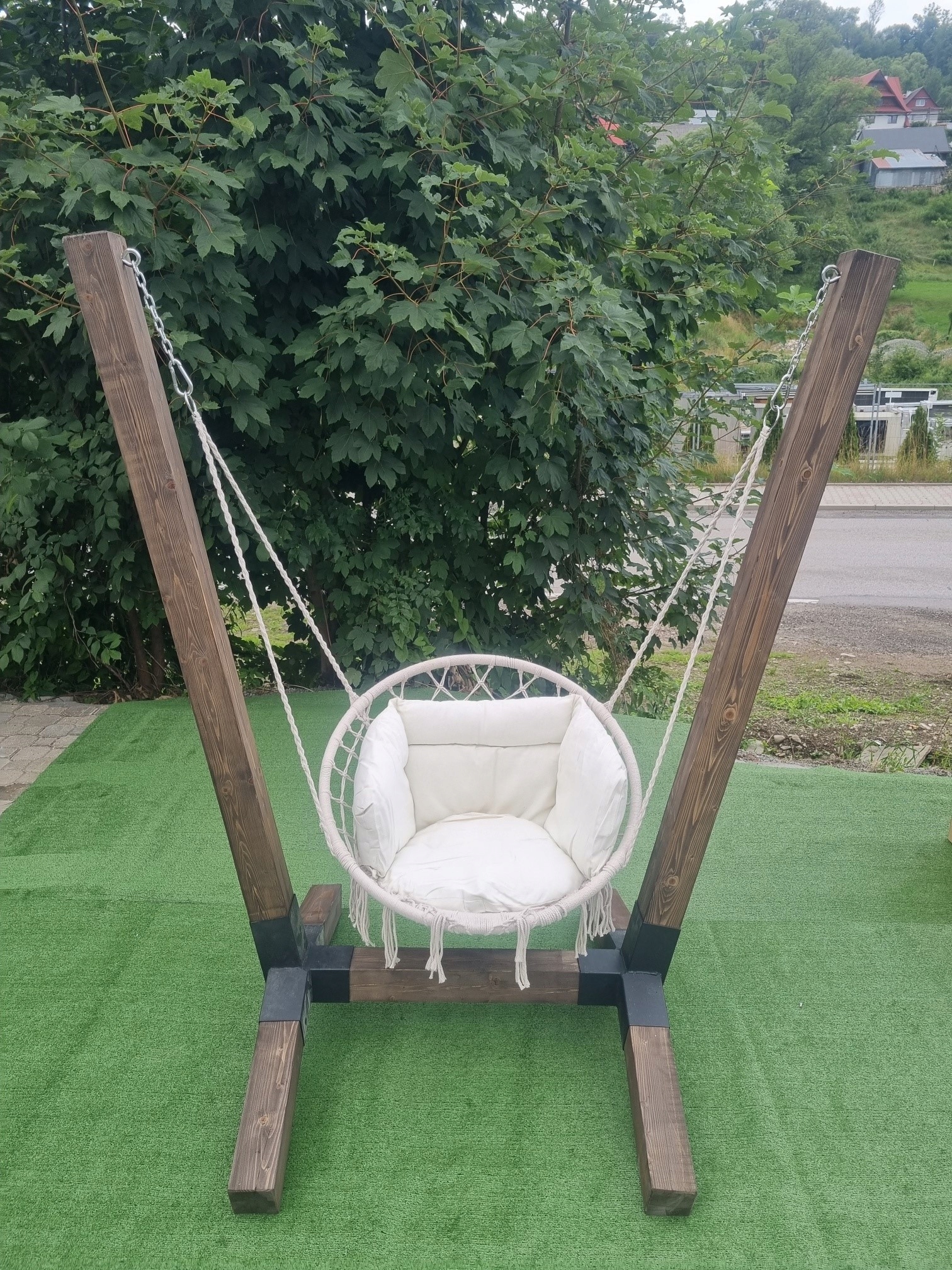 Drevená hojdačka záhradný pozemok 250KG 4v1 Deti Hamak Kokón Bocian Relax