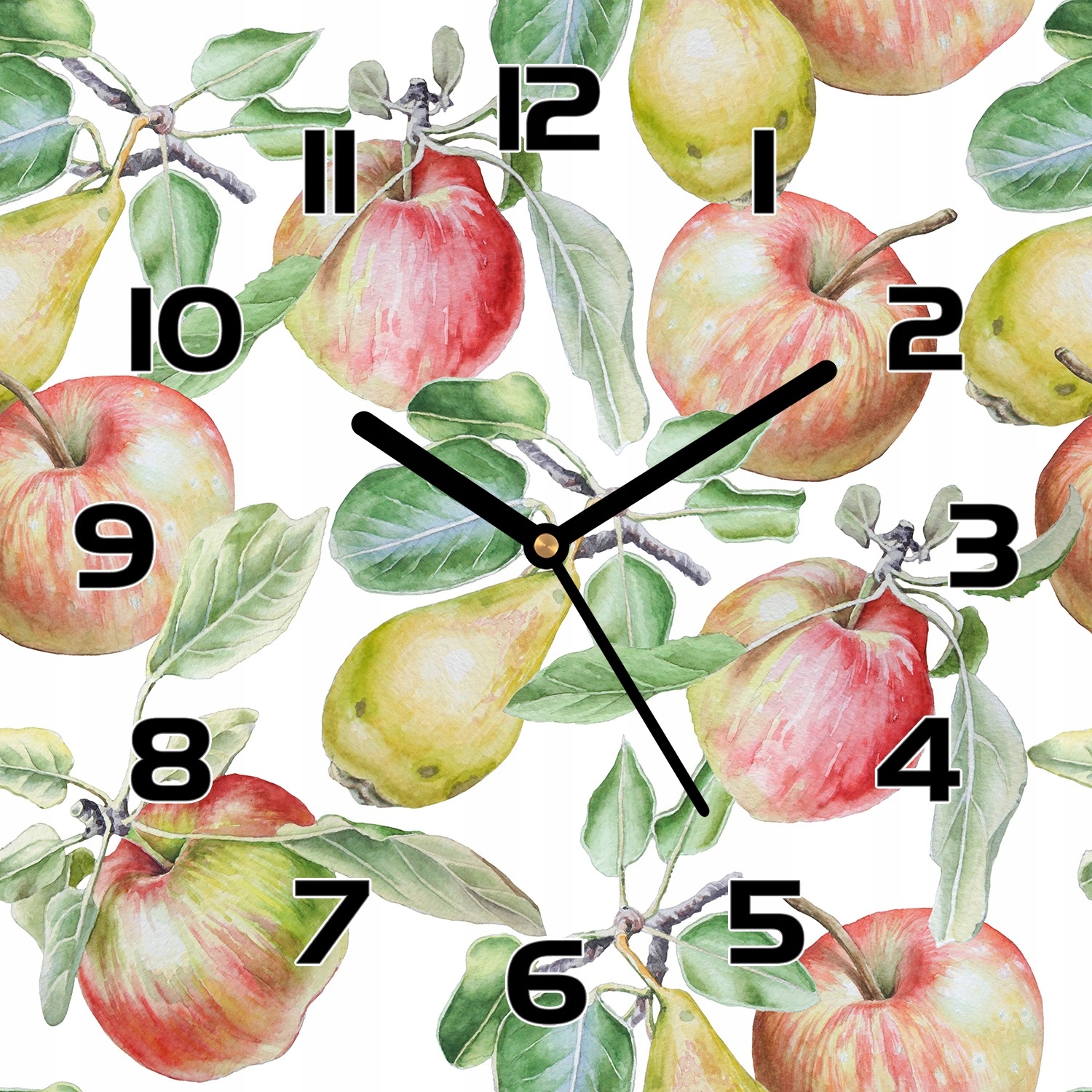 

Szklany zegar na ścianę Jabłka i Gruszki 30x30 cm