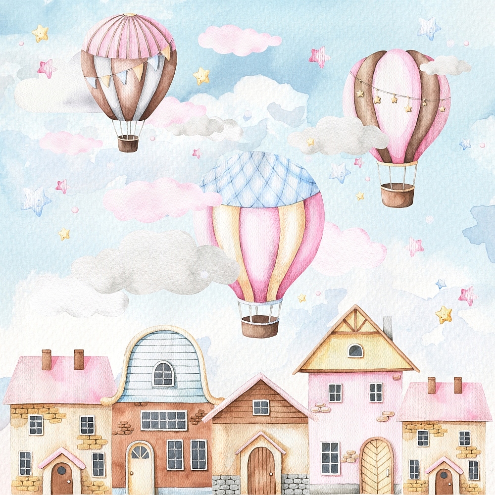 

Tapeta kolorowa ulica, pastelowe domki 200x200