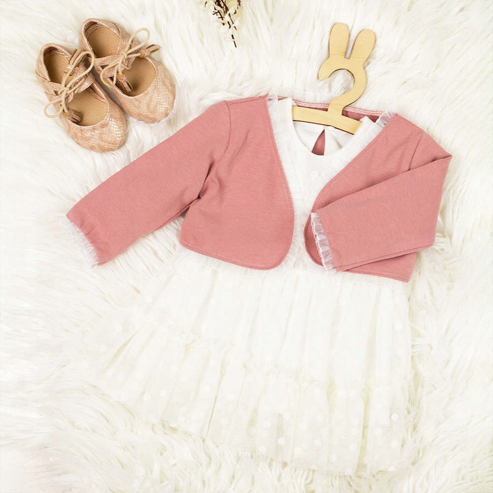 Sweterek bolerko na chrzest białe 80/86 LUKRENCJA Rozmiar 80