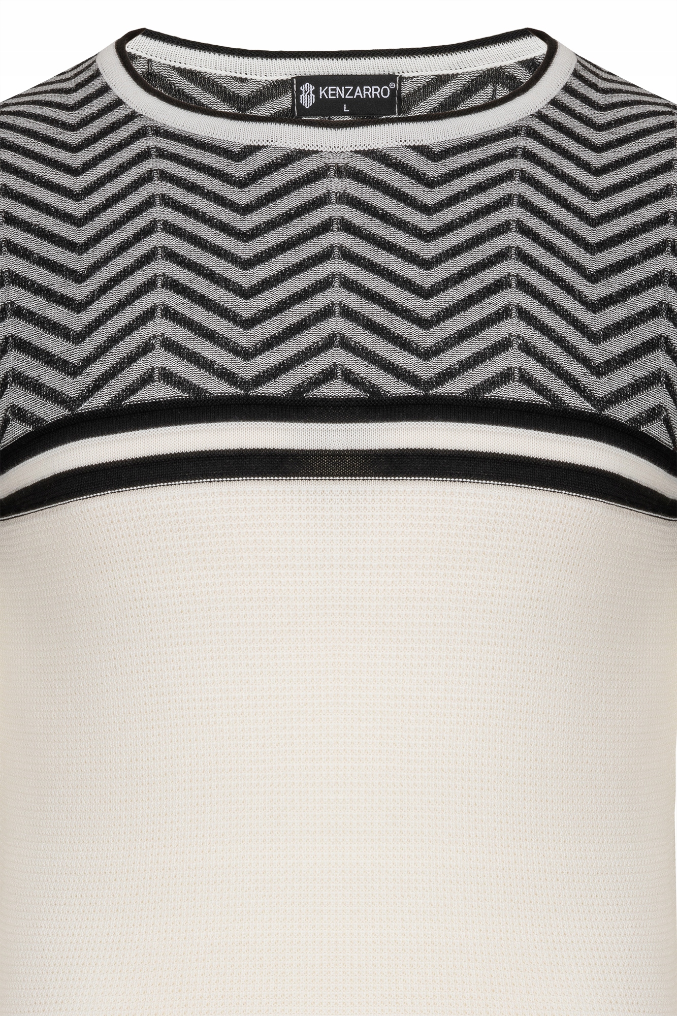 SWETER MĘSKI CIENKI ECRU WE WZORY BAWEŁNIANY: M Rozmiar M