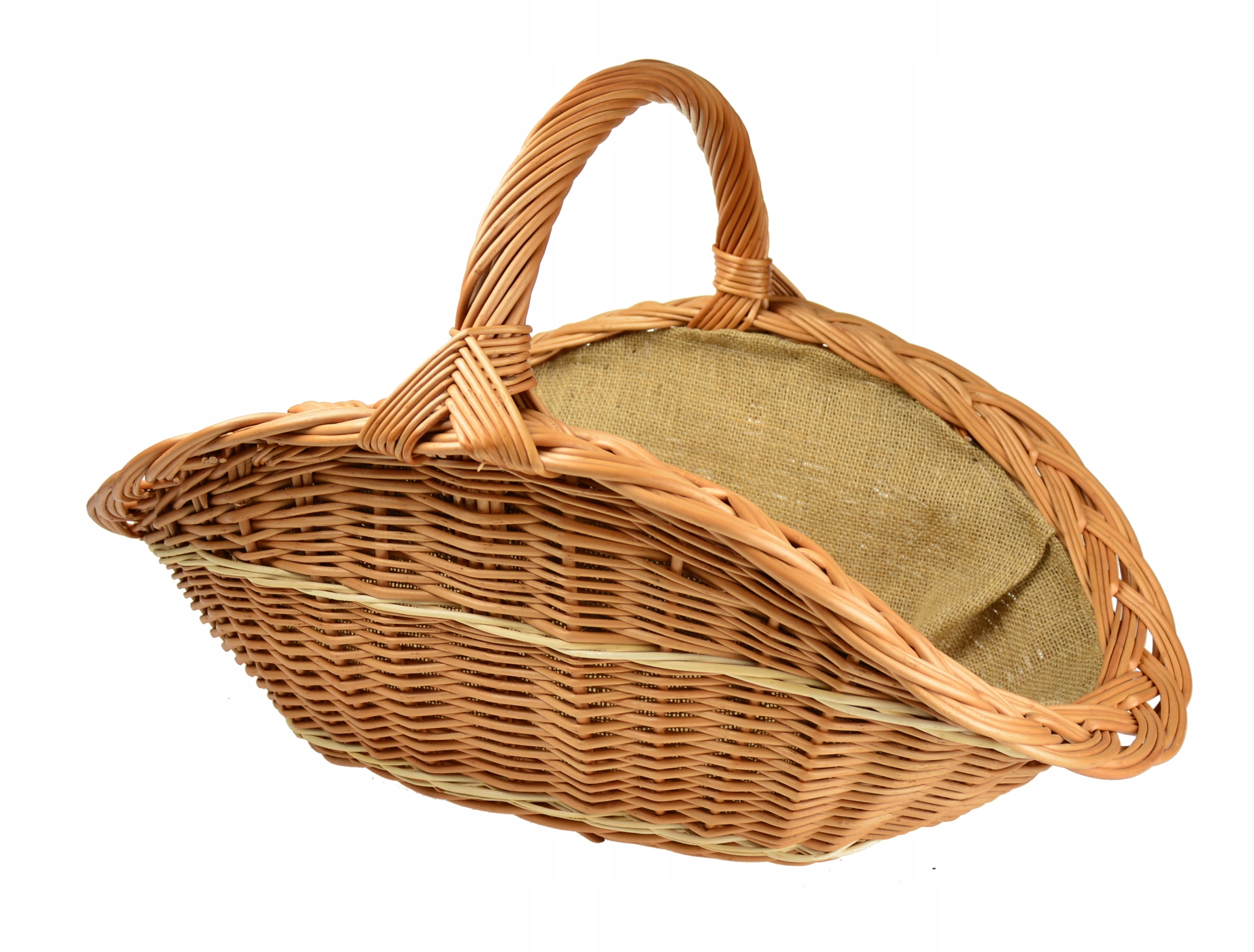 PIĘKNY Wiklinowy KOSZ NA DREWNO do kominka JUTA