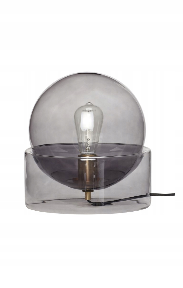 Sklenená stolová lampa guľová, dymová, Hübsch