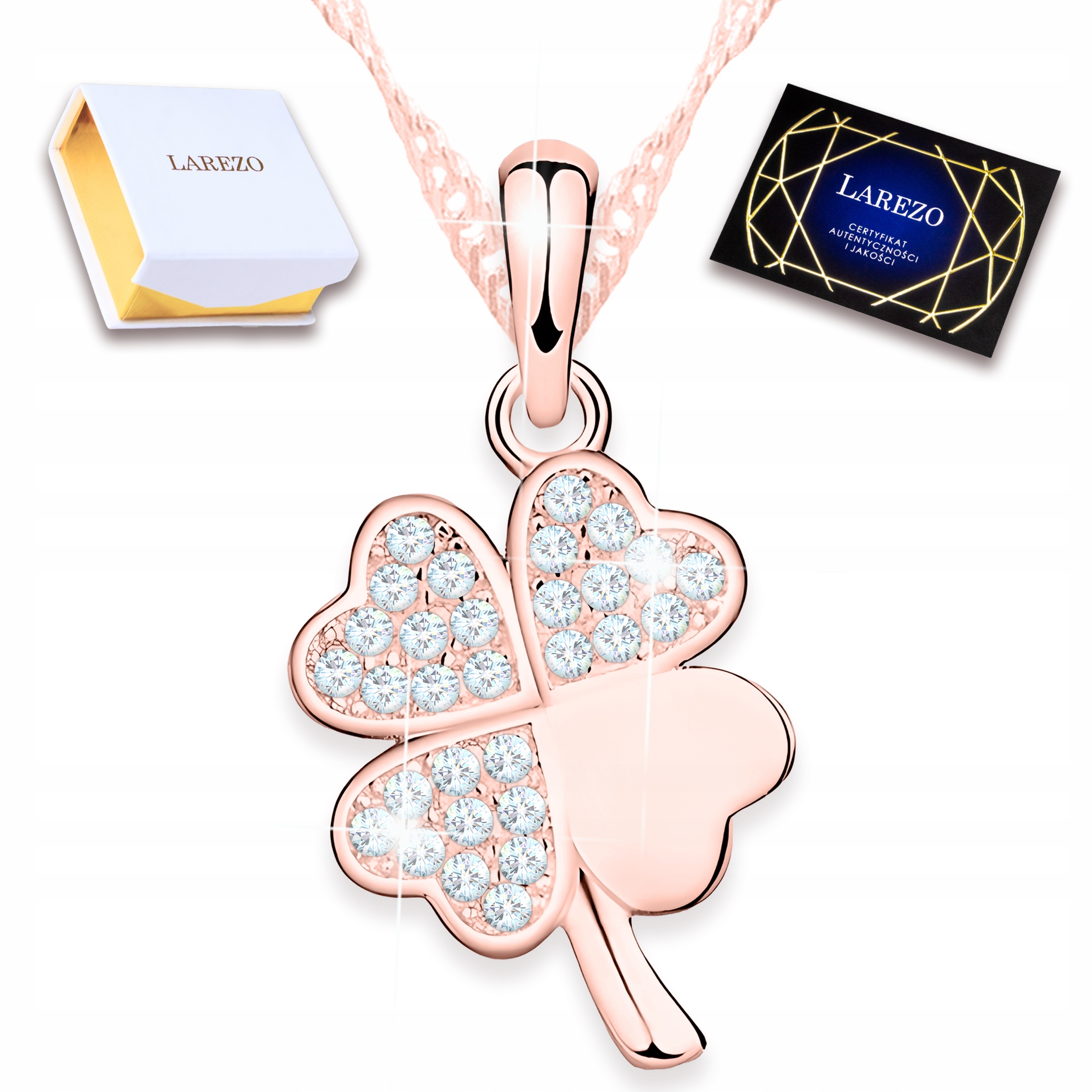 Pozlacený náhrdelník Čtyřlístek Jetel Čtyřlístek Zirkony Stříbro 925