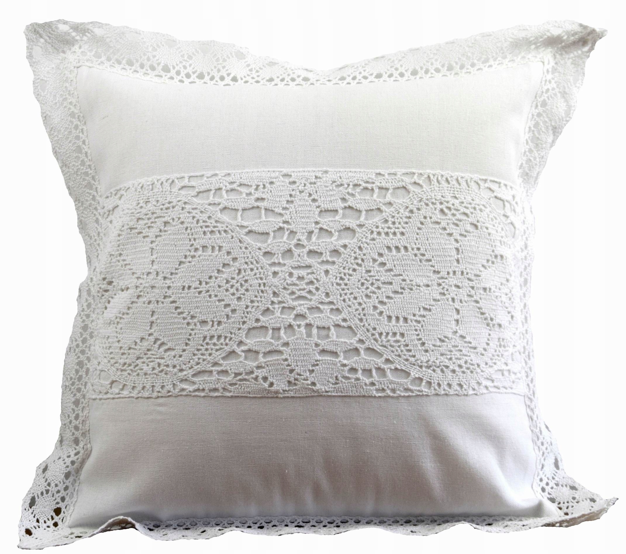 Biała POSZEWKA 40/40 Poszewki Z Wstawką SZYDEŁKOWĄ