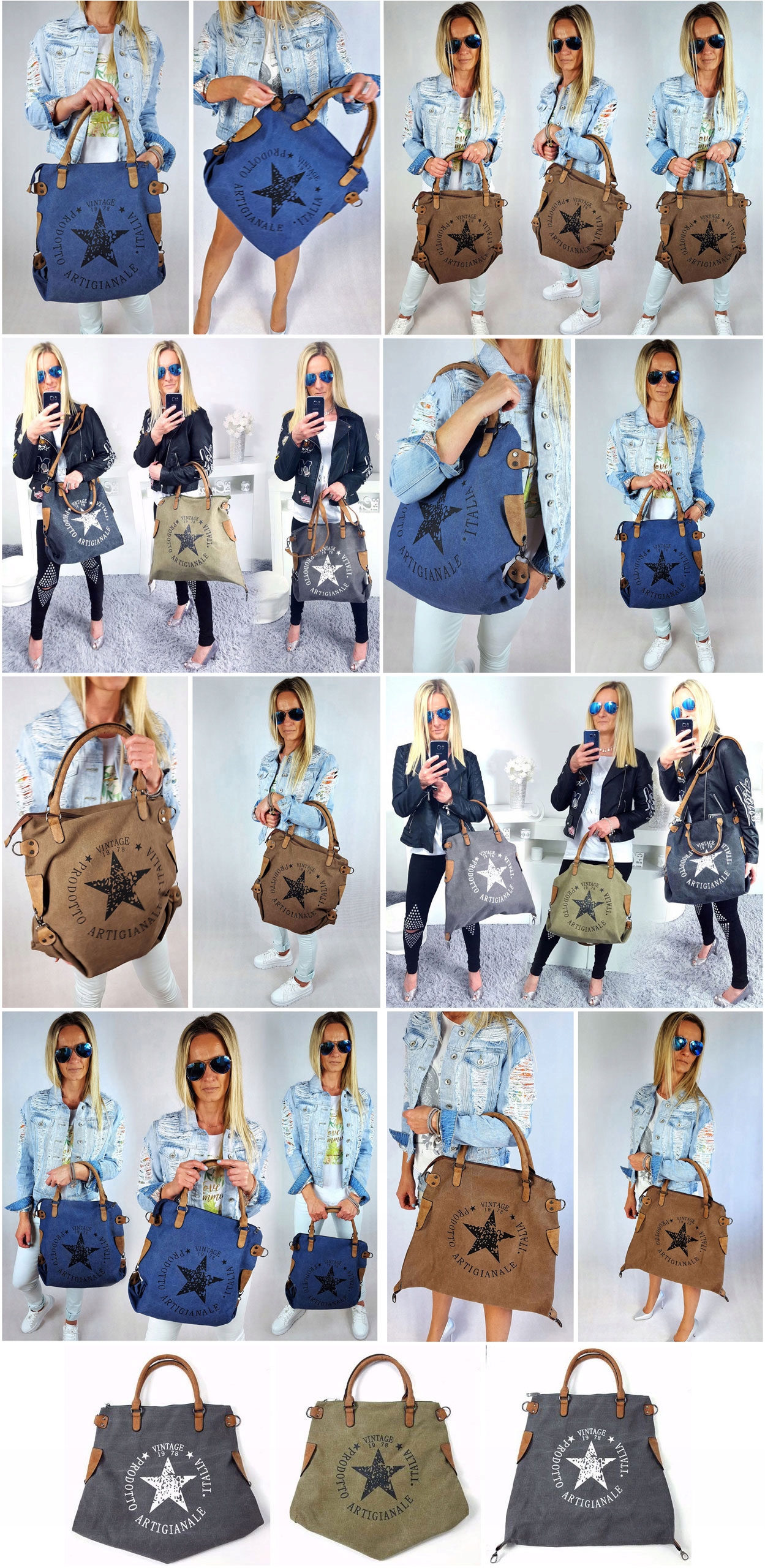 TOREBKA GWIAZDA VINTAGE WOREK SHOPPER BAG TORBA XL Długość paska 145 cm