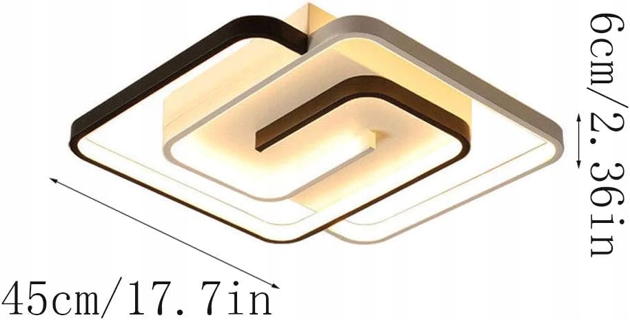 LAMPA SUFITOWA LED BIAŁY LAMPA PLAFON CZARNA NOWOCZESNA ŚCIEMNIALNA+PILOT Marka GOECO