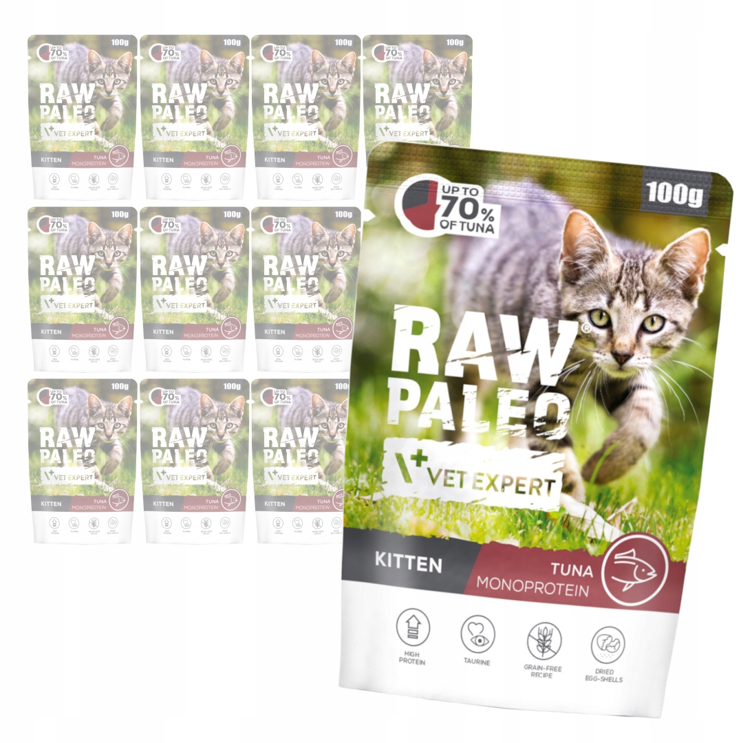Vet Expert Raw Paleo Kitten 12x100g Mokra Karma z Tuńczykiem Dla Kociąt