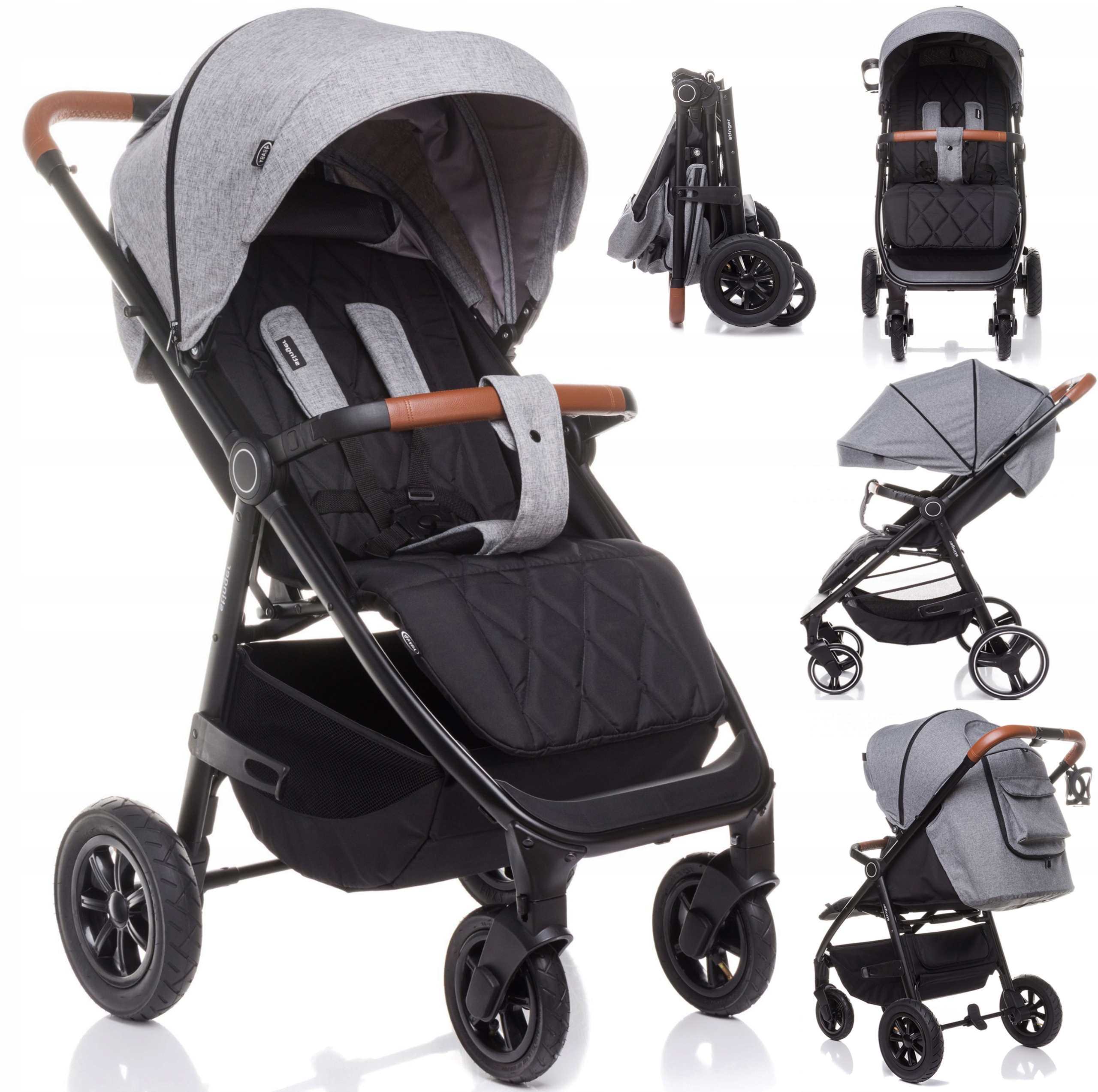 

Wózek Spacerowy 4Baby Pompowane Koła Śpiwór Kubek