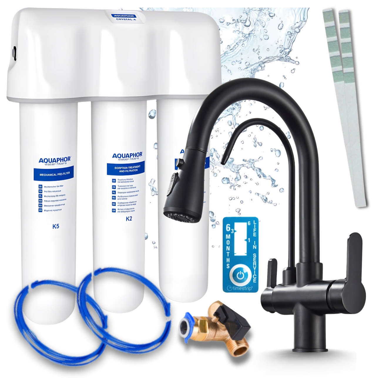 Kohútik Na Vodný Filter Trojcestný Čierny A Filter Pod Umývadlo Aquaphor Kryštál A
