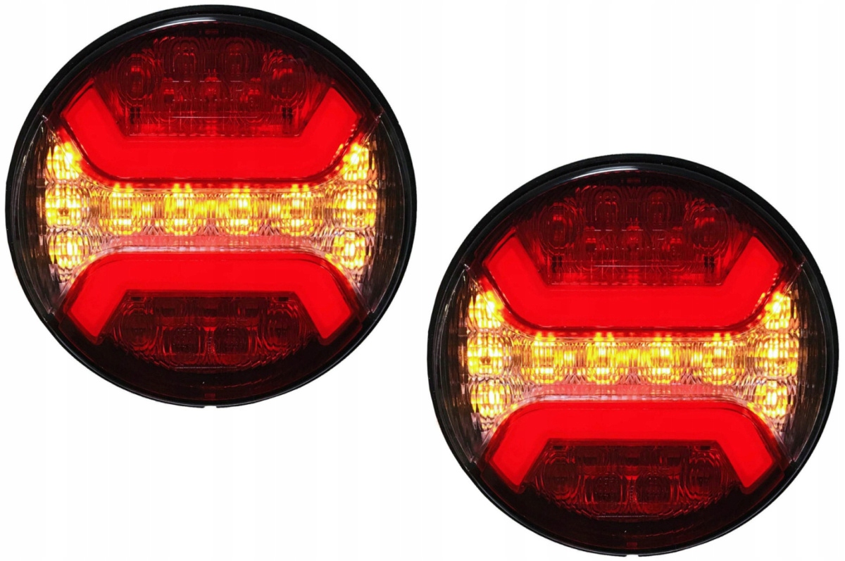 Sada 2x Led zadní lampa kombinovaná kulatá s neonem traktor návěs 12-24V
