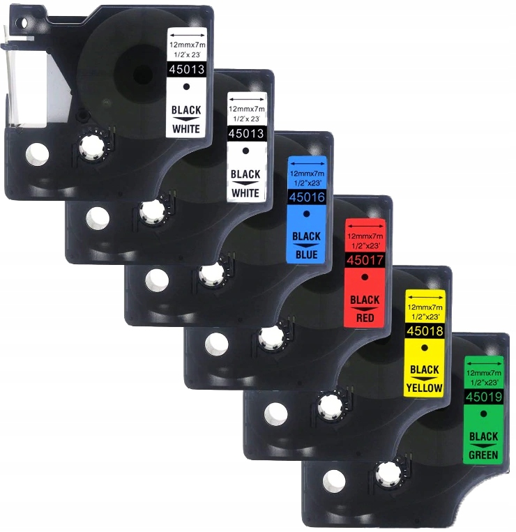 ZESTAW TAŚMY DO DYMO LM160 D1 12mm 6 SZT KOLORY