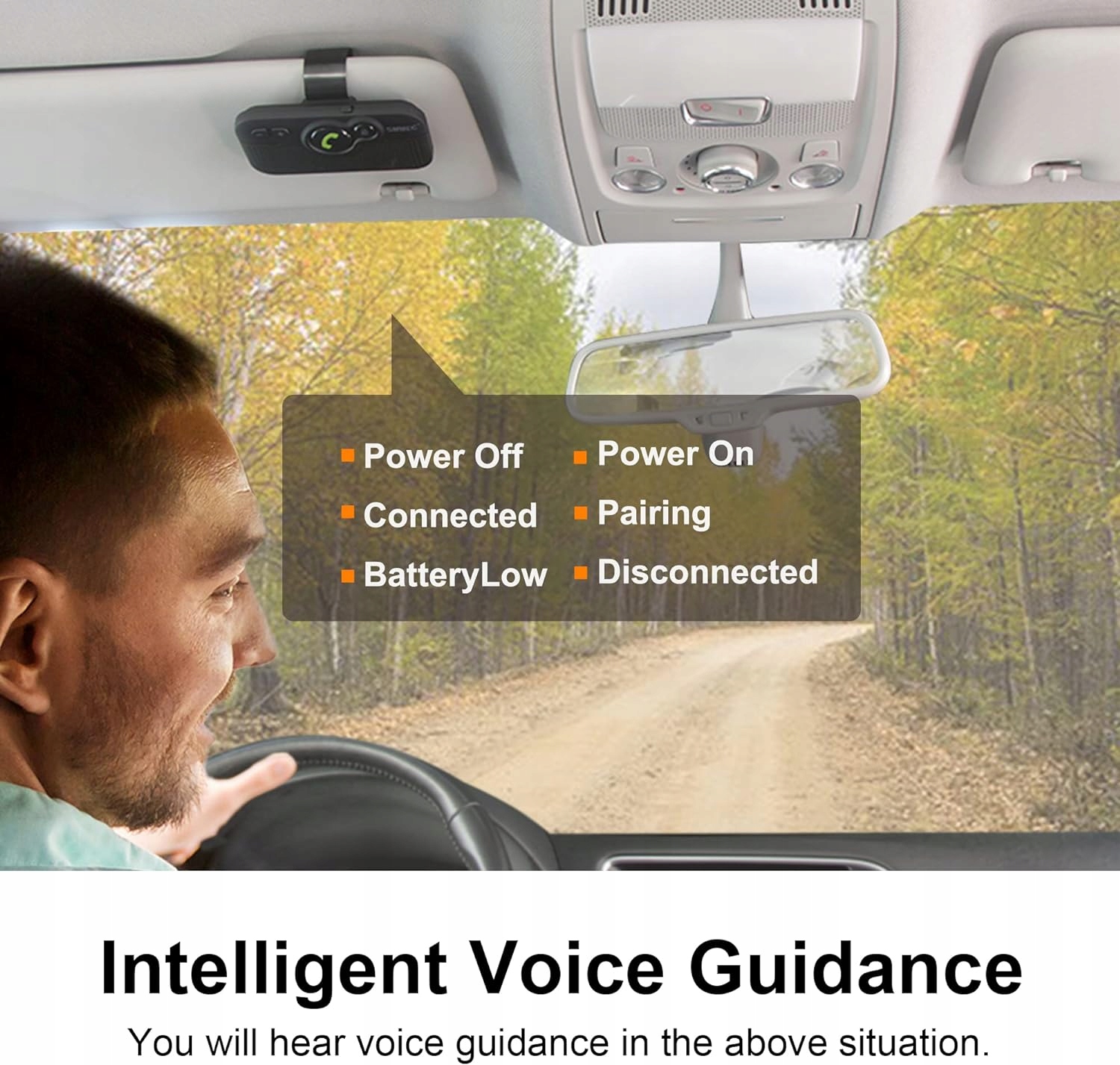 SUNITEC Zestaw głośnomówiący Siri Google Assistant Bluetooth 2 telefony Model 3