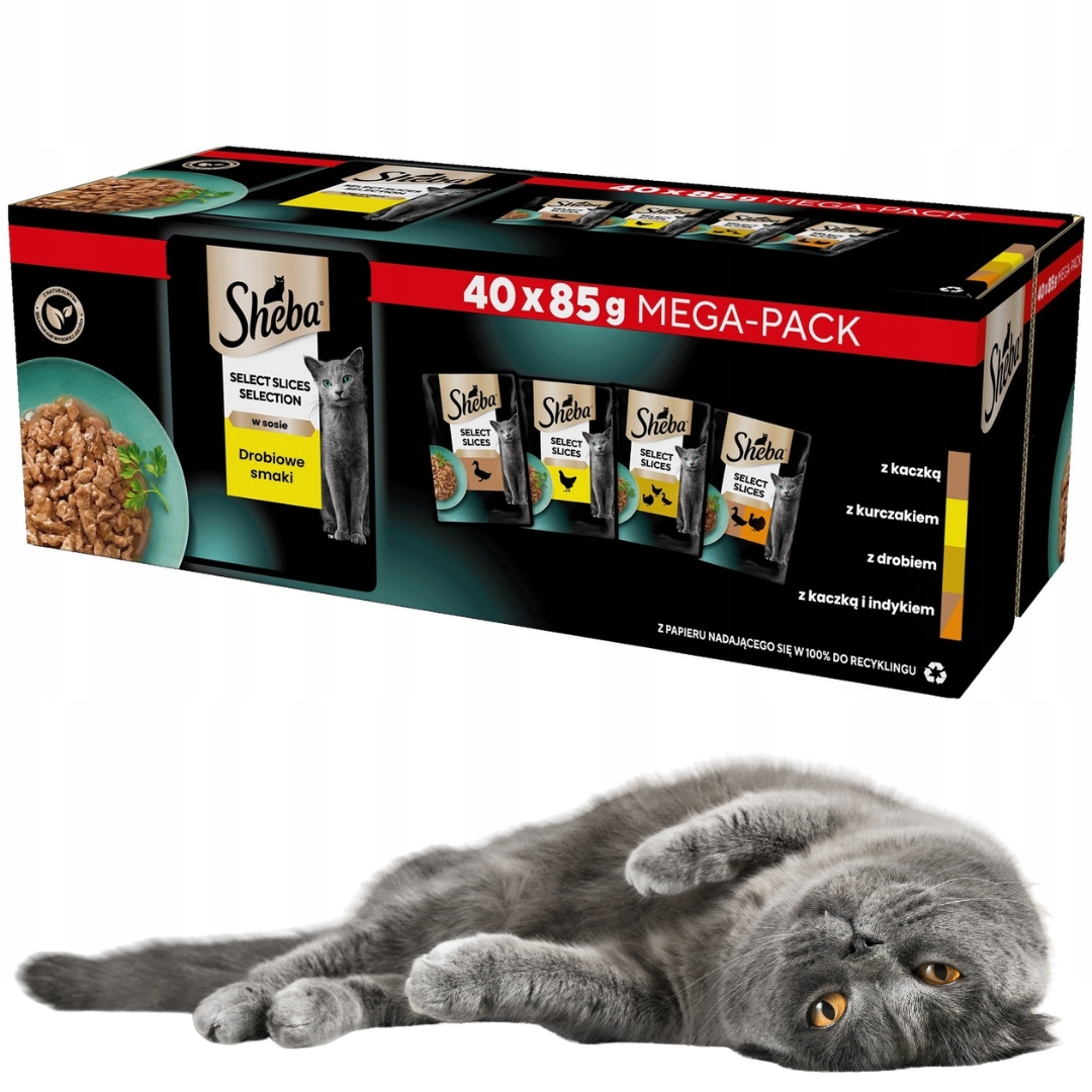 Sheba drobiowe smaki mokra karma dla kotów w sosie saszetki 40x85 g
