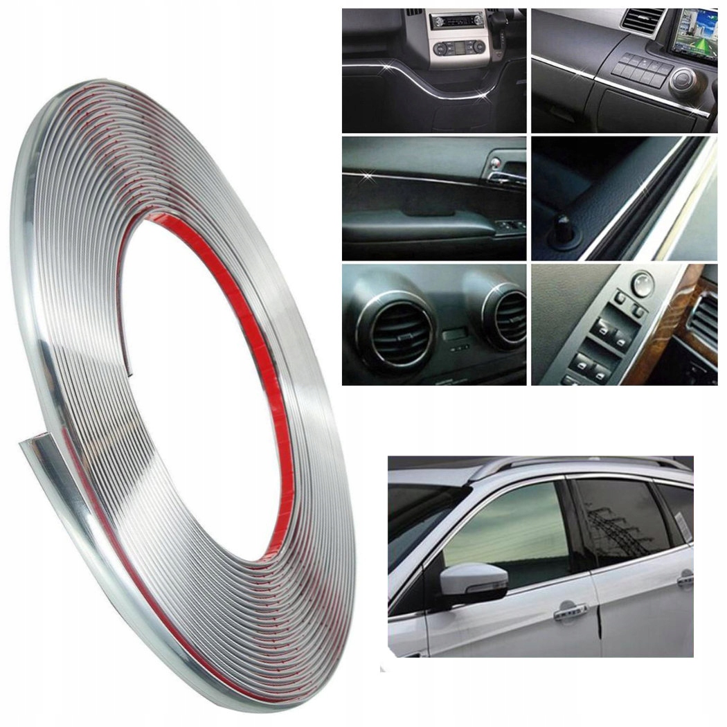 TAŚMA LISTWA CHROM KOKPIT LISTWY WNĘTRZA 6MM X 8M