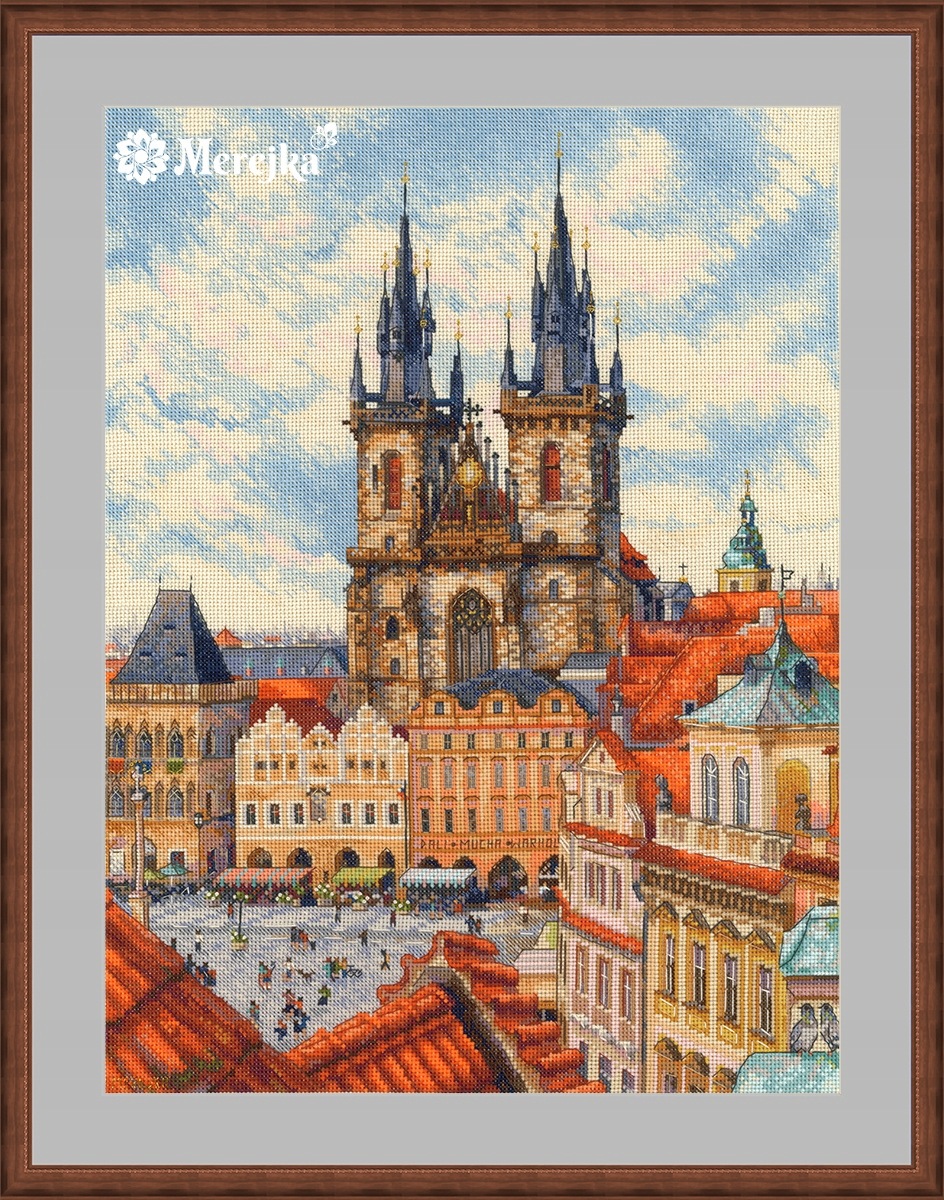 Sada pro křížkovou výšivku Merejka K-315 "Zlatá Praha" 30x40 cm.