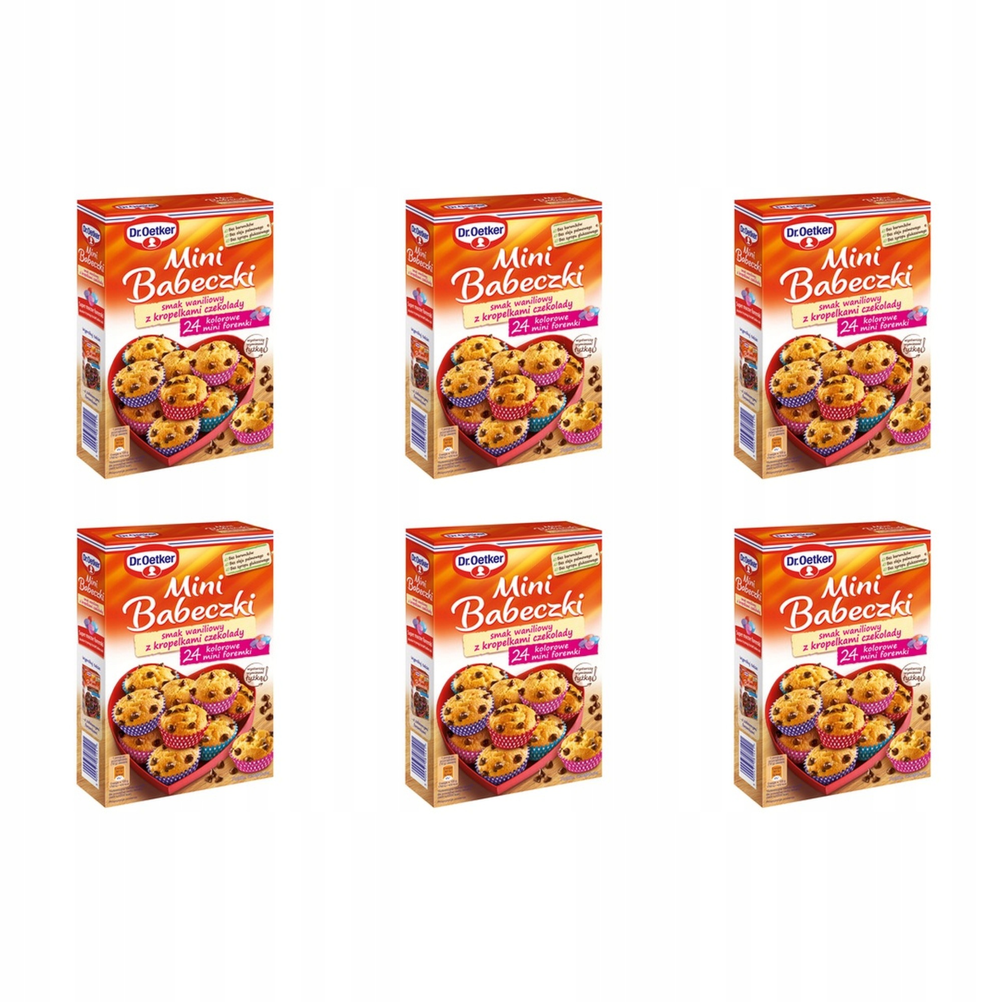 6x 250g Dr. Oetker Mini Babeczki smak waniliowy z kropelkami czekolady