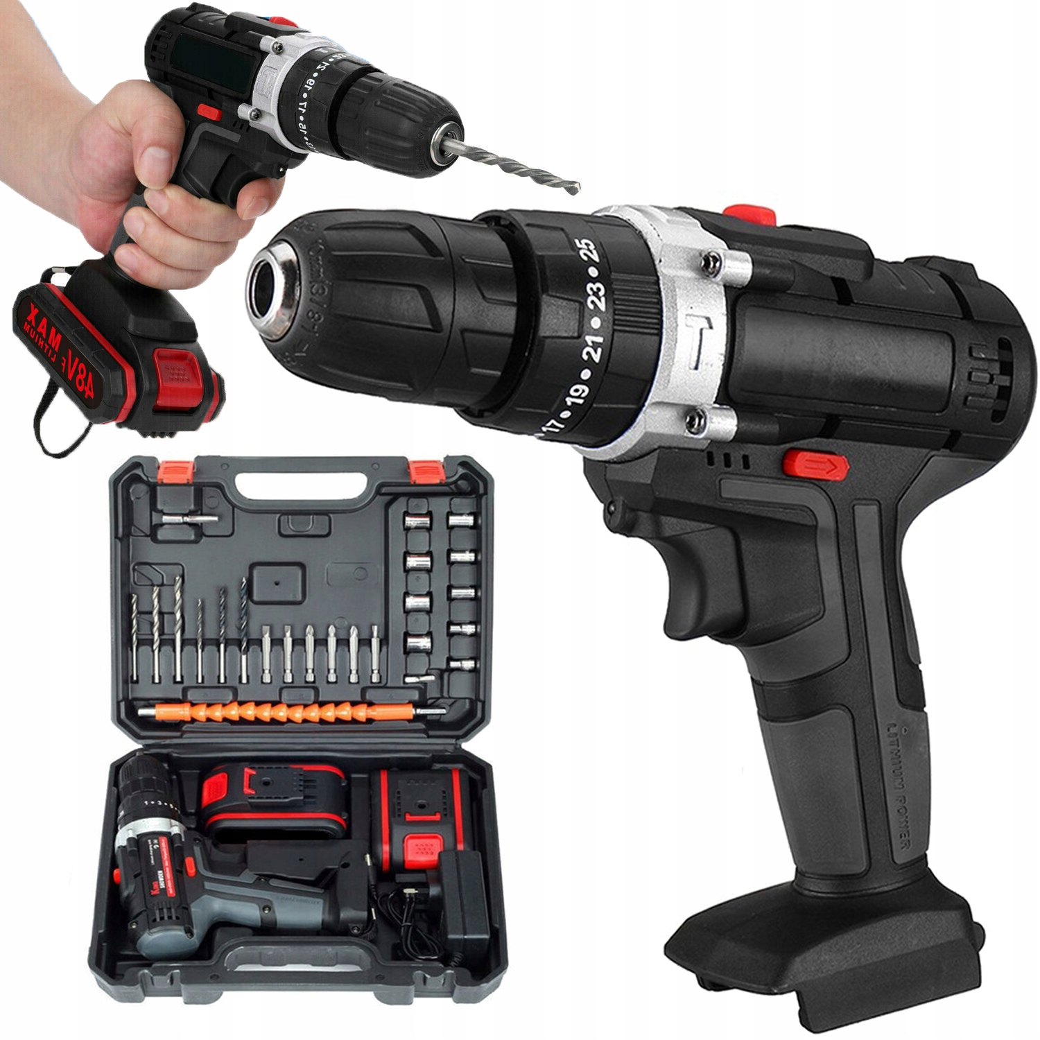 Aku Vrtačka Bezdrátová Příklepová Sada