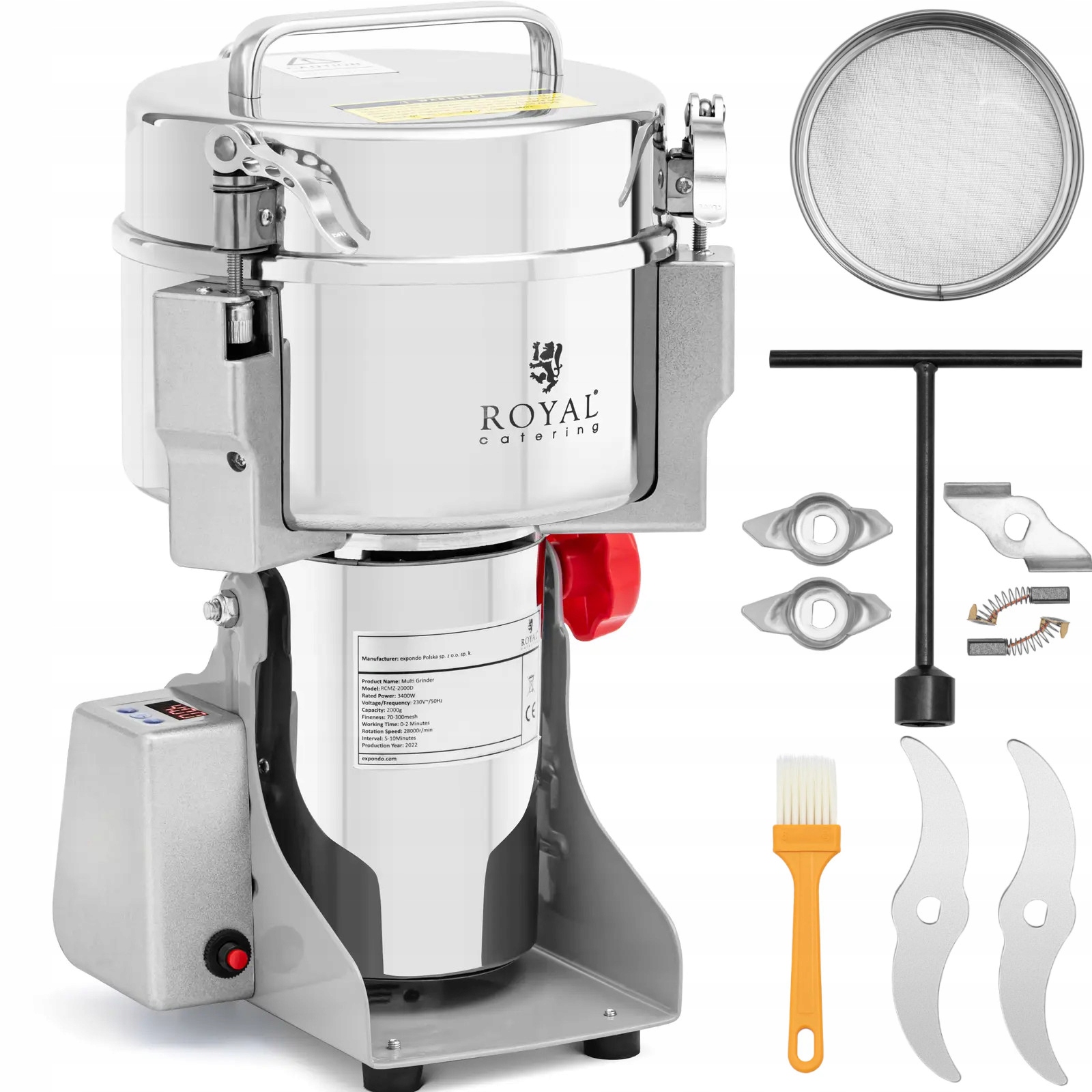 Profesionální elektrický mlýnek na koření a byliny, káva, ořechy, 2000 g, 3400 g