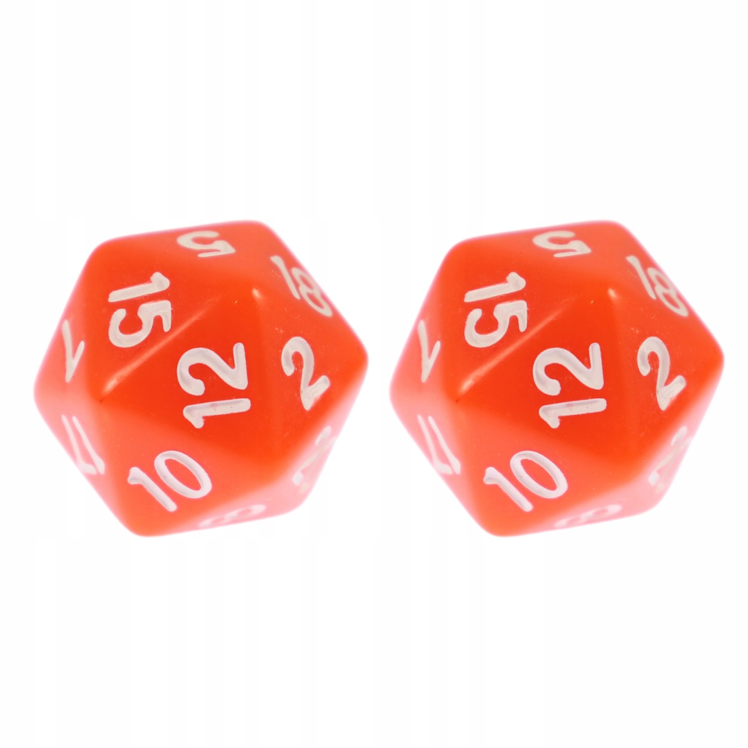 ZESTAW 2 KOSTEK K20 RPG POMARAŃCZOWA KOŚĆ DWUDZIESTOŚCIENNA