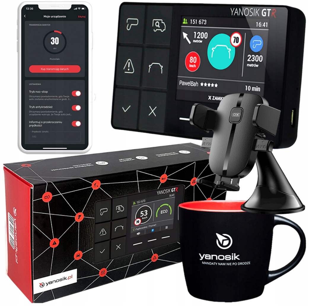 ANTYRADAR ASYSTENT KIEROWCY YANOSIK GTR 12 MIESIĘCY Akcelerometr + E-TOLL