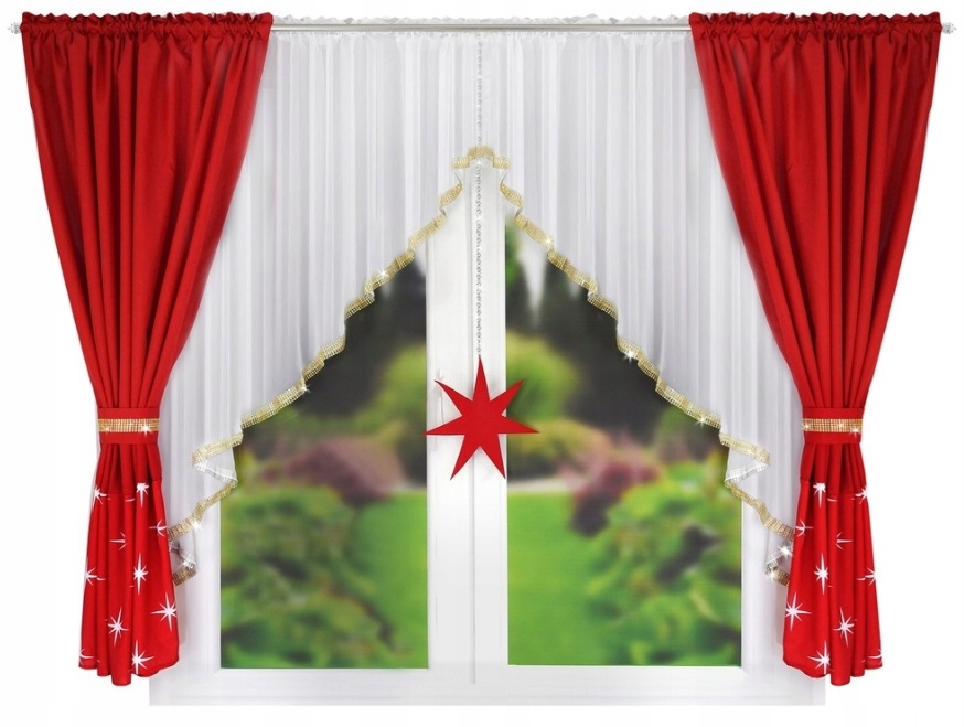 Záclona 400X145 S Korálky A Hvězdičkou