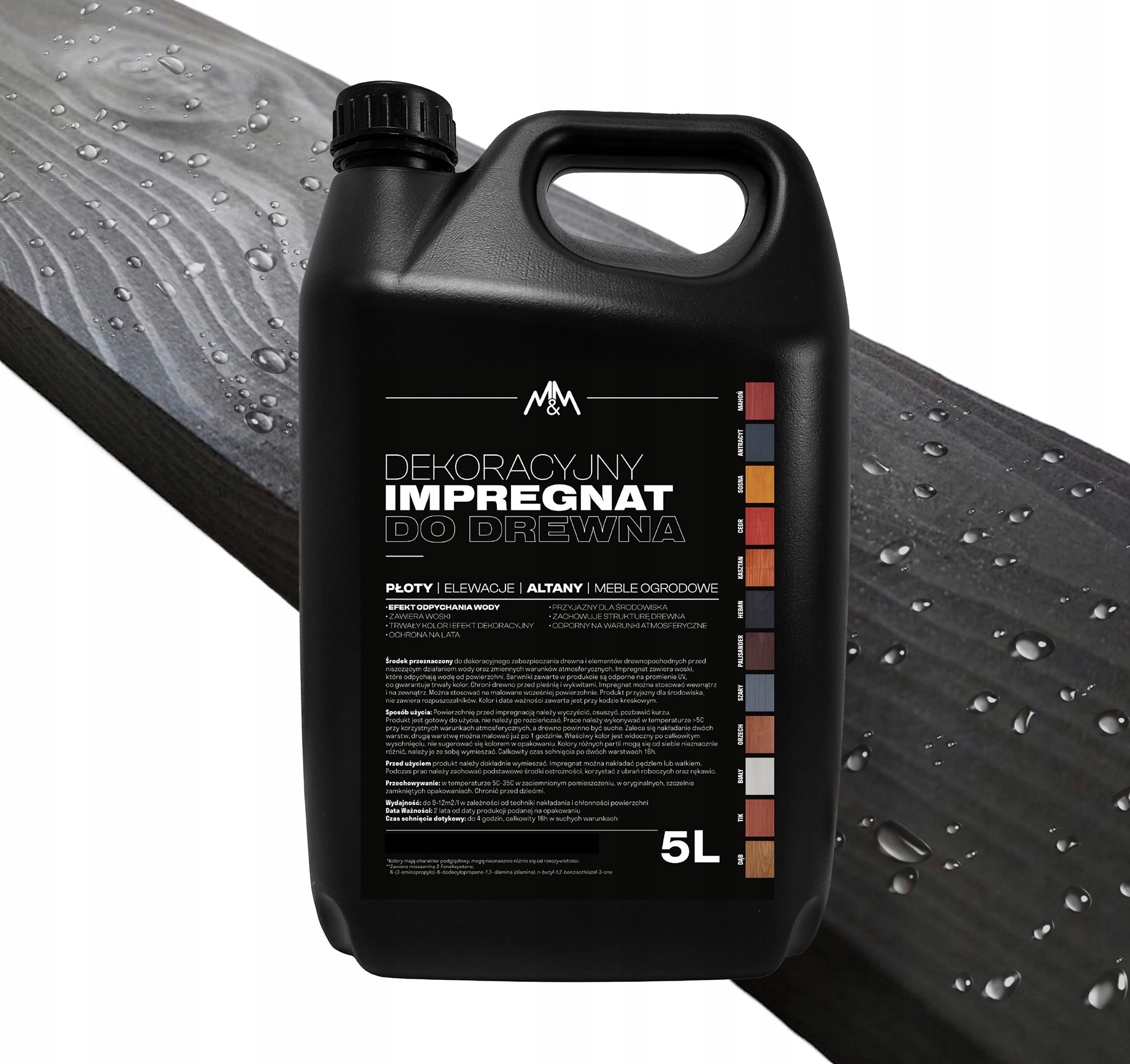 IMPREGNAT farba do drewna heban 5l Z WOSKAMI hydrofobowy