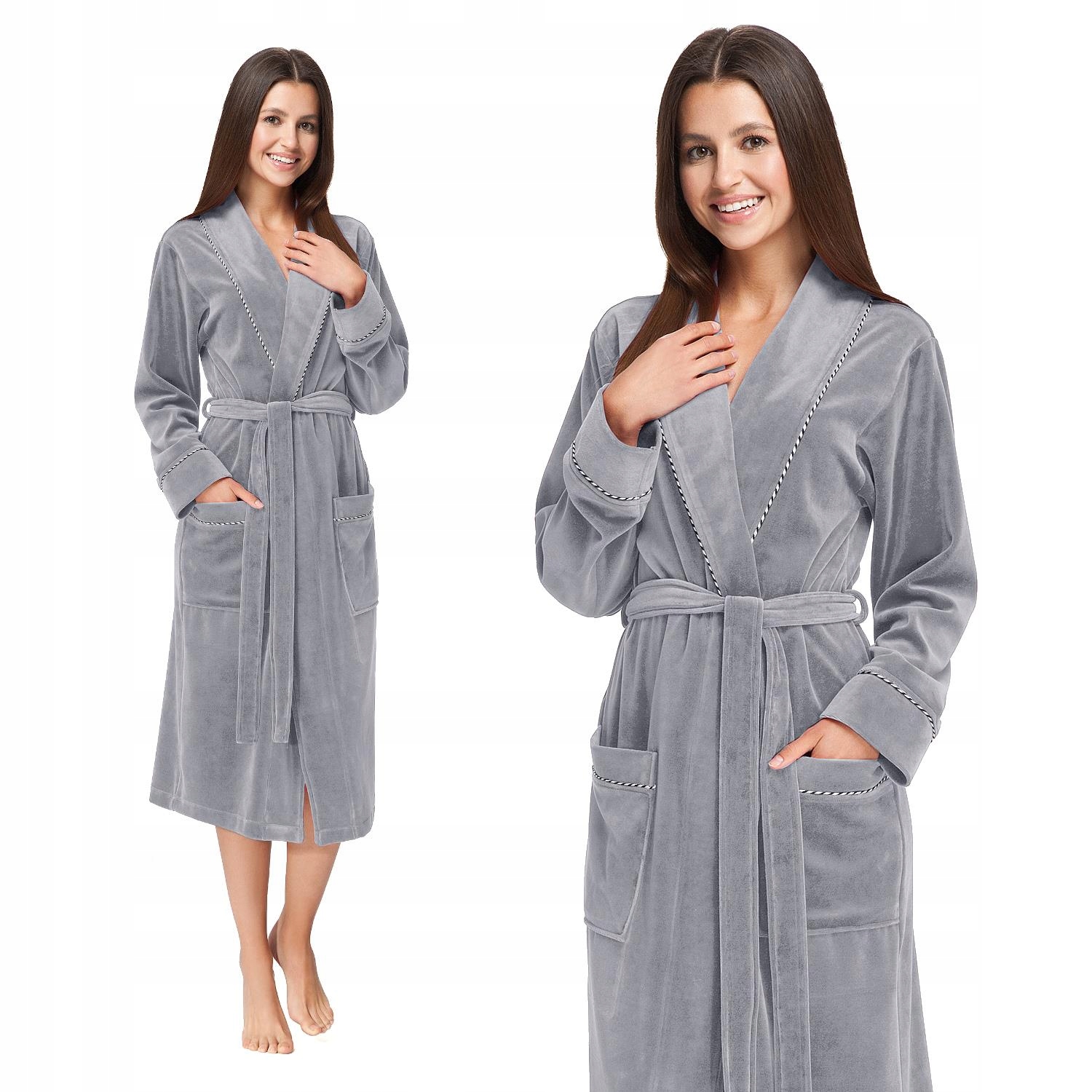 

Szlafrok damski kod 361 Luna welur szary XL