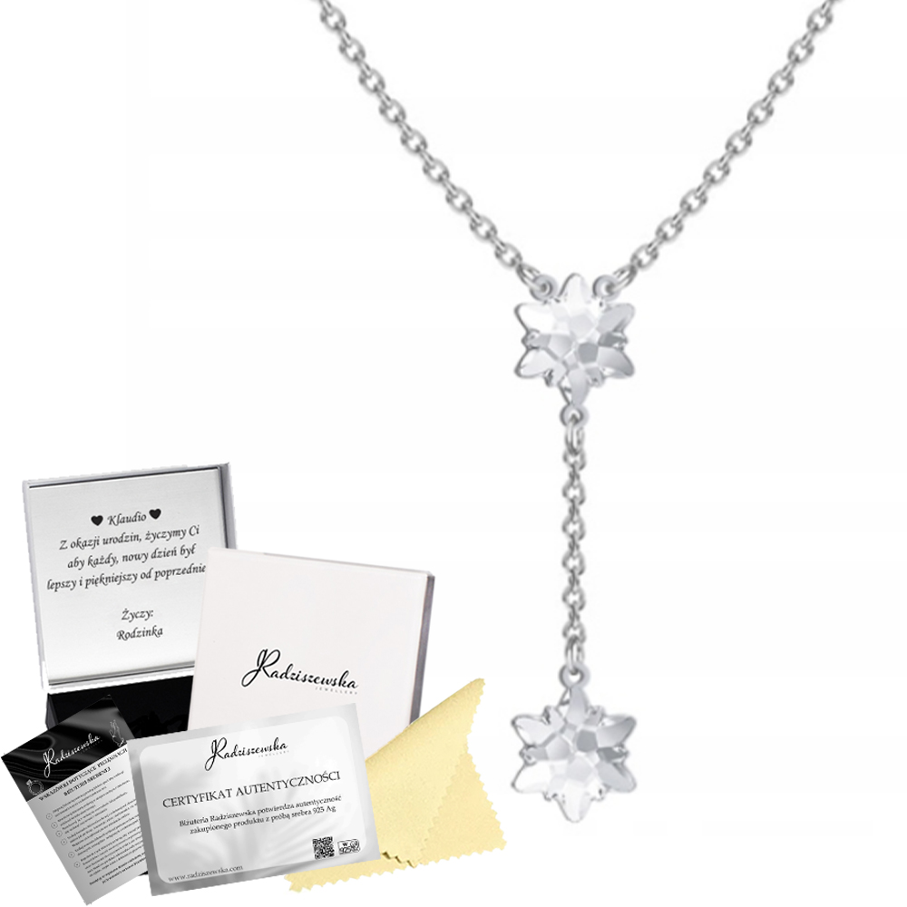 Stříbrný náhrdelník Křišťálové sněhové vločky 925 Dárek Přání Bonus