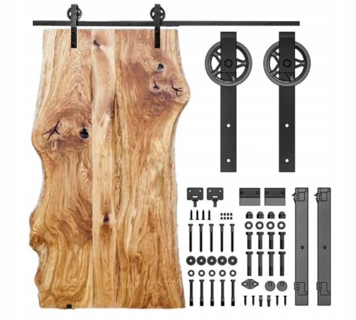 Drzwi przesuwne Loft Barn Door duże kółko Spowalniacz szyna 2m na 1 drzwi