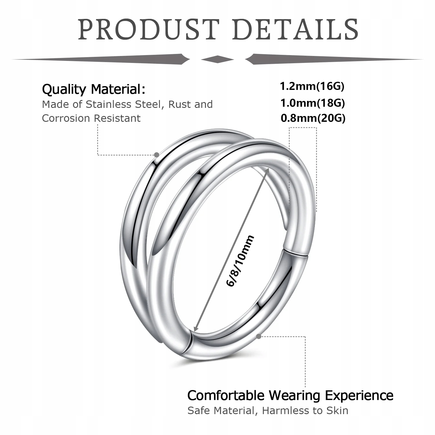 Double Septum Rings Nose Rings Hoops Cartilage Hoop Earring Piercing Nose Motyw inny