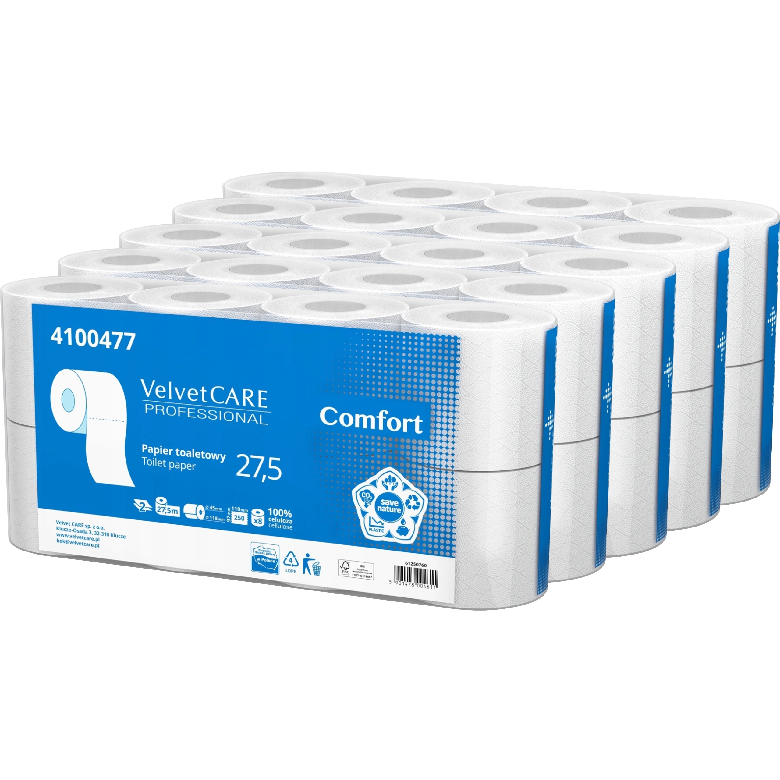 

Papier toaletowy VelvetCare Comfort biały 40 rolek