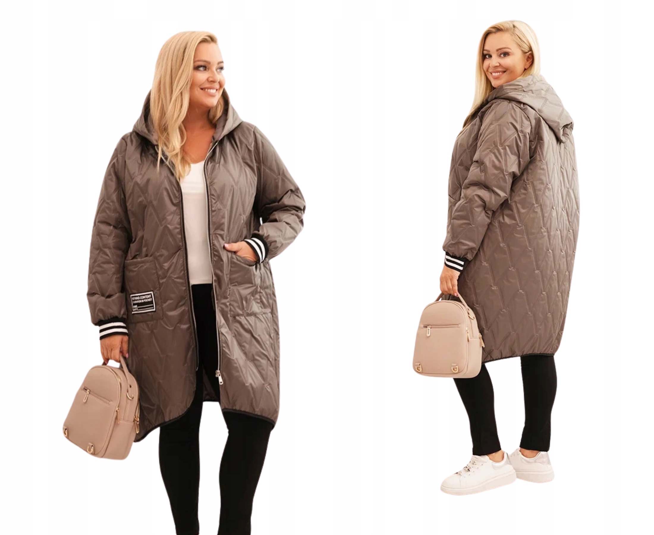 Fango dámská prošívaná zateplená bunda Plus Size s kapucí