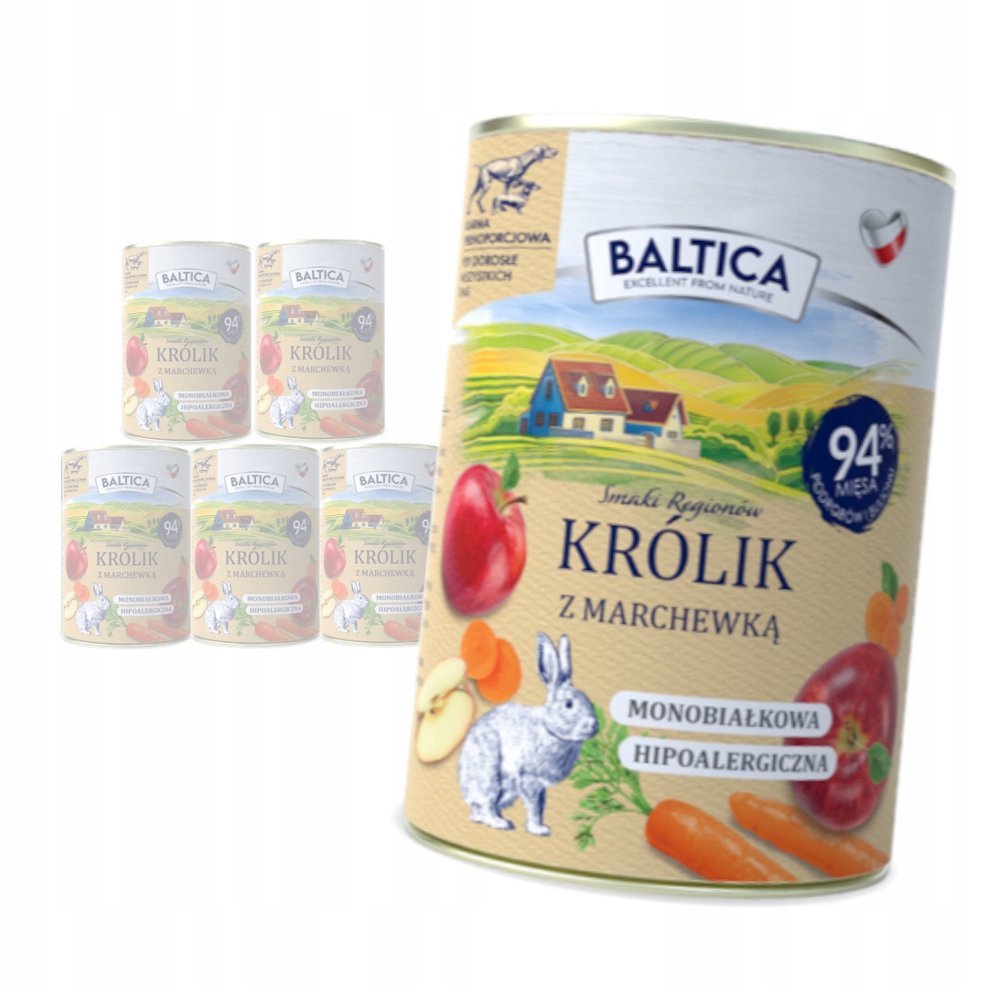 Levně Baltica Králík s mrkví 6x400g Hypoalergenní Vlhké Krmivo pro psy