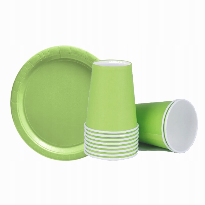 ZESTAW URODZINOWE KUBECZKI TALERZYKI ZIELONE JASNOZIELONE IMPREZA URODZINY