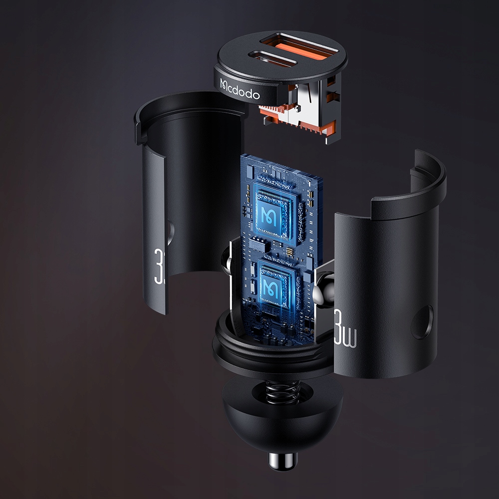MCDODO MOCNA SZYBKA ŁADOWARKA SAMOCHODOWA DO TELEFONU 2X USB USB-C 33W LED Kod producenta CC-2320