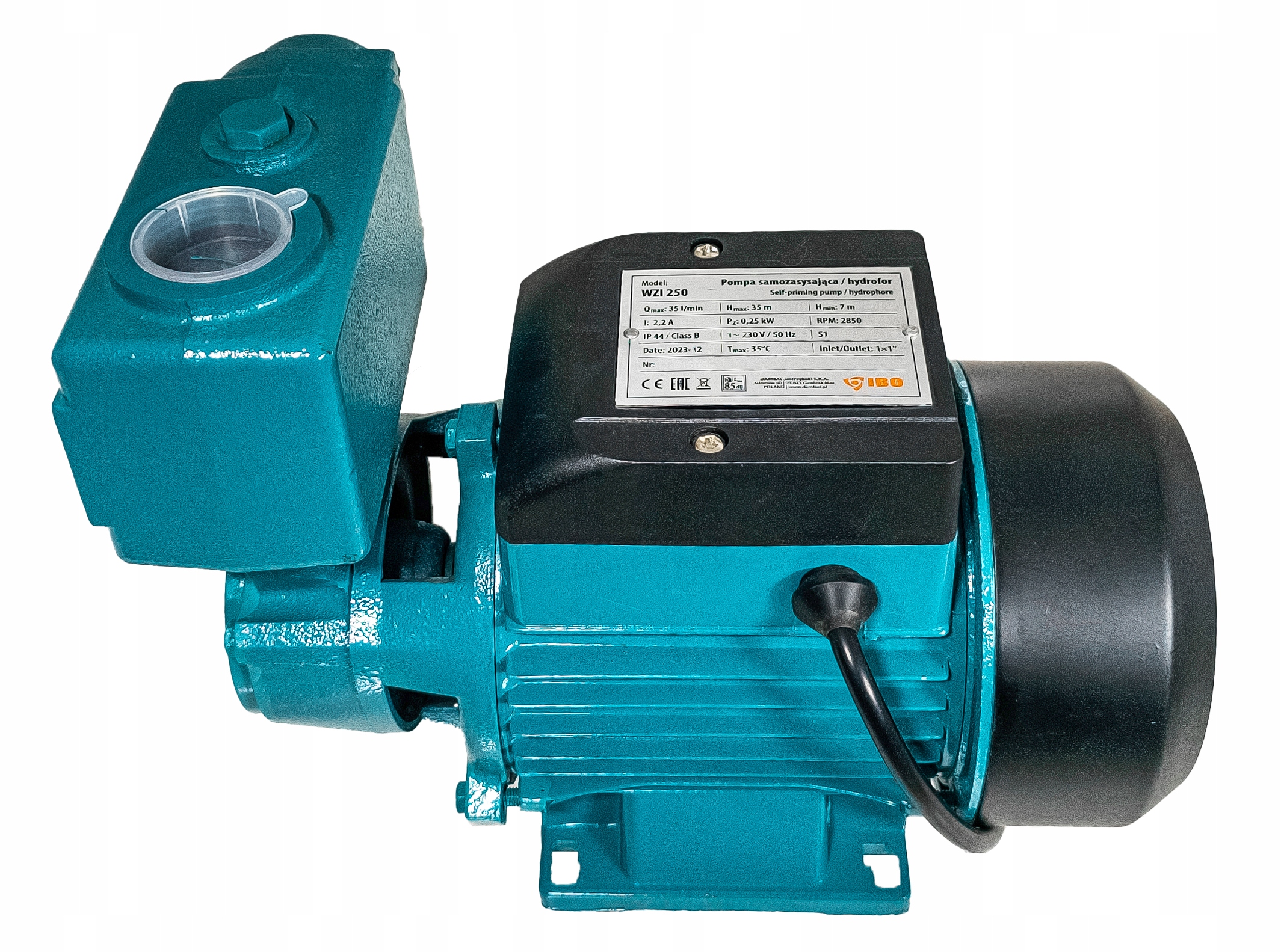 POMPA POWIERZCHNIOWA HYDROFOROWA OGRODOWA DO PODLEWANIA SSĄCA WZI 250 IBO Maksymalna wydajność pompy 2100 l/h