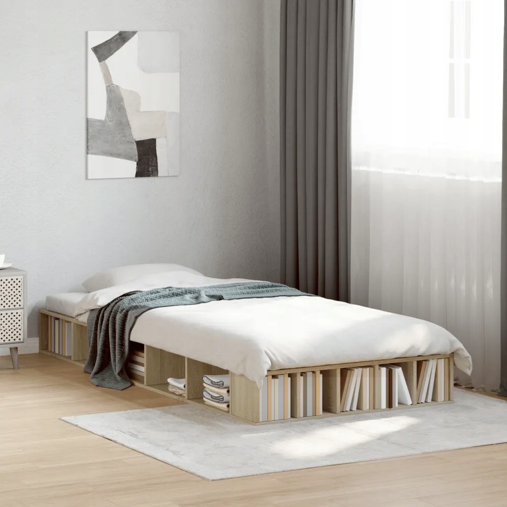 Rám postele dub sonoma 75 x 190 cm kompozitní dřevo Hnědá 3280533