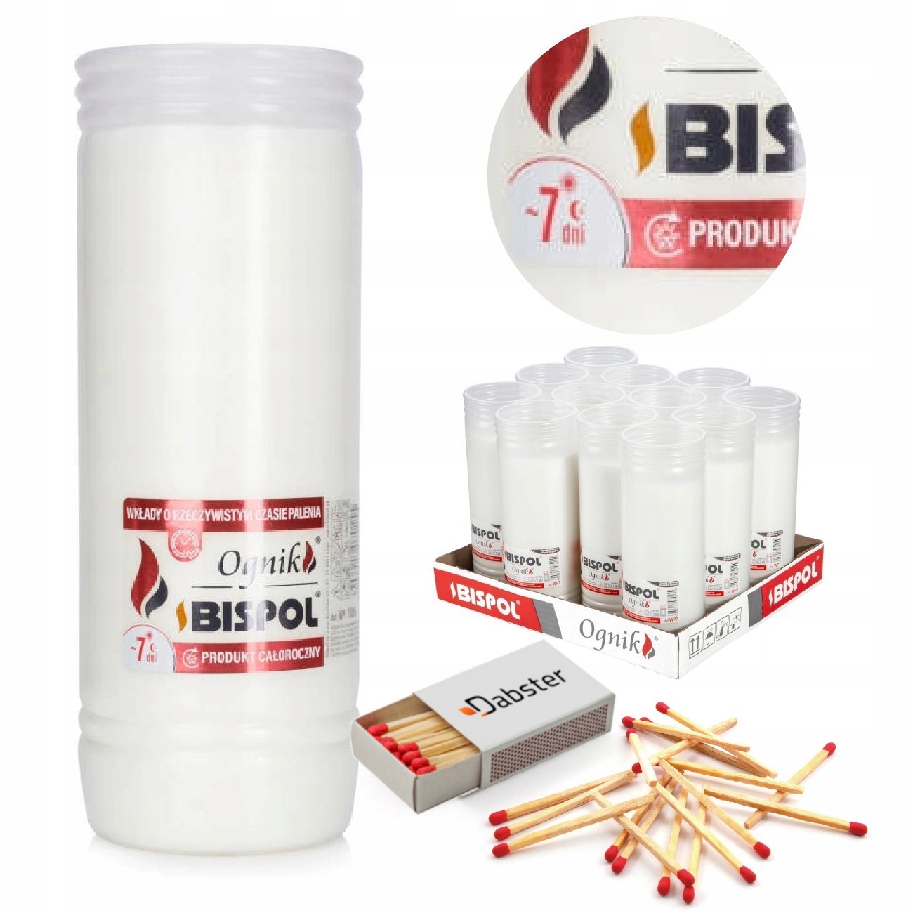 do hřbitovních svíček náplně do svíček Bispol WP7 156H 12 Ks zápalky Dabster 38ks