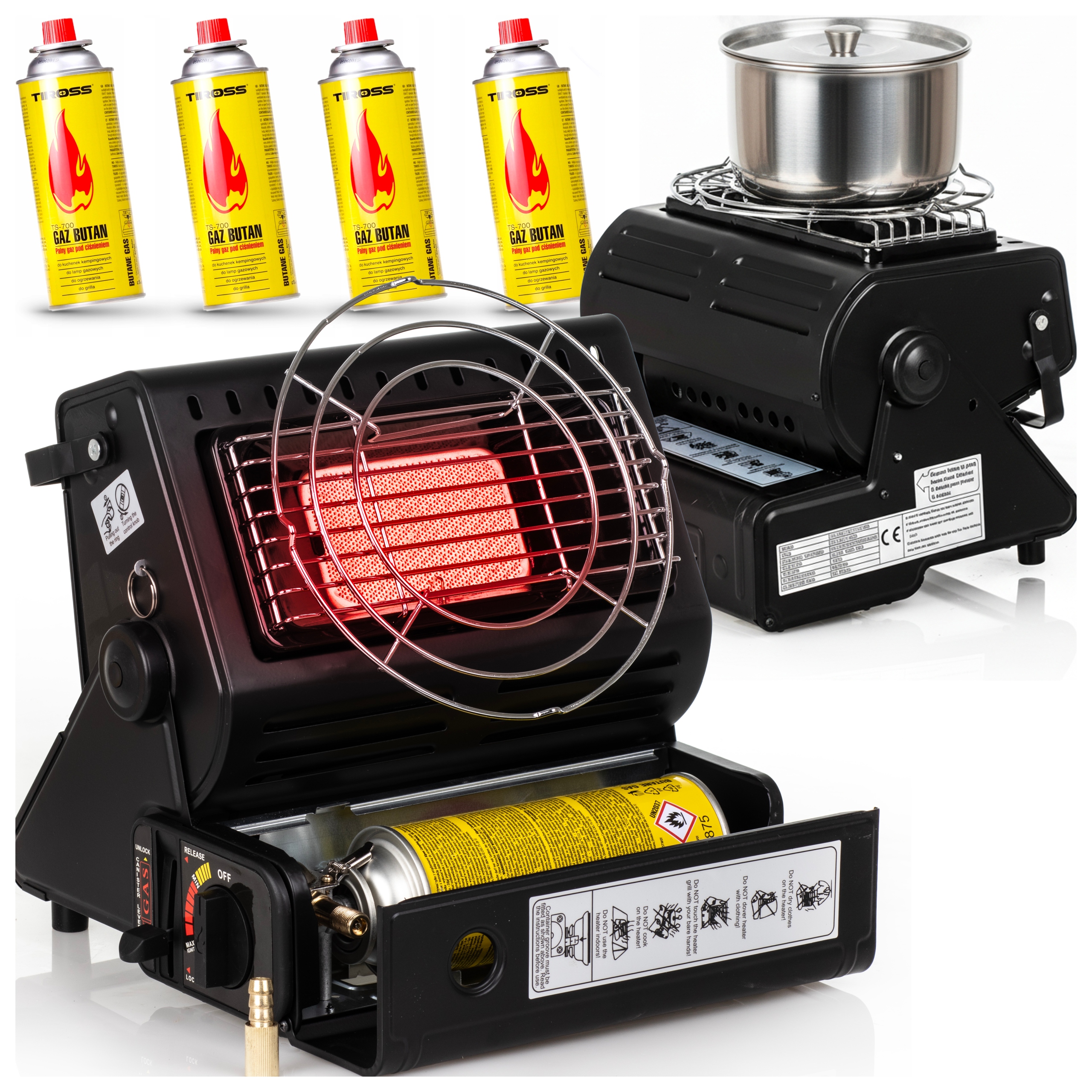 Turistická Plynová Kamna Přenosná Na Kartuše a Láhve Vařič 4 Náboje