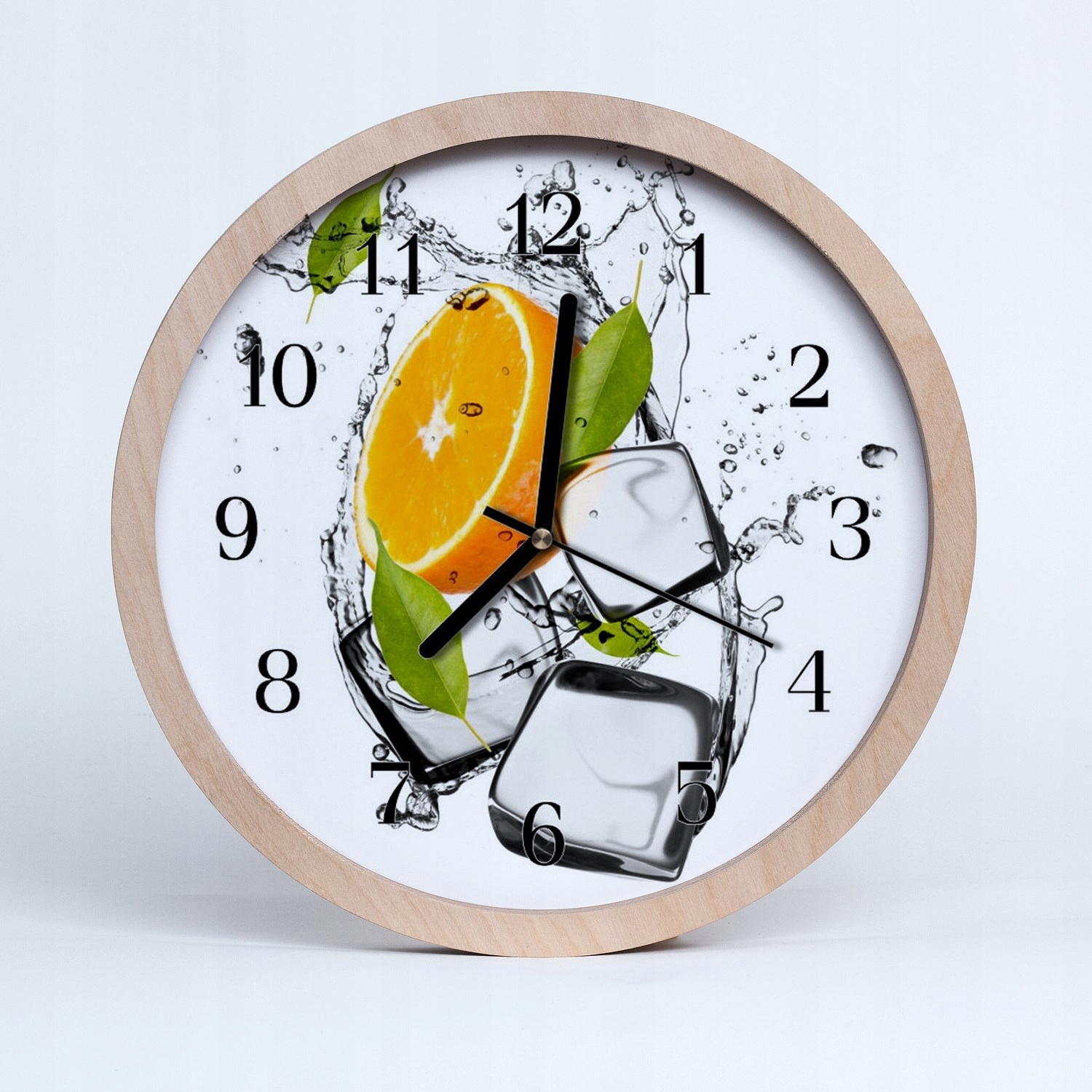 Dřevěný nástěnný hodinový stroj Zmrzlina oranžová 25 cm
