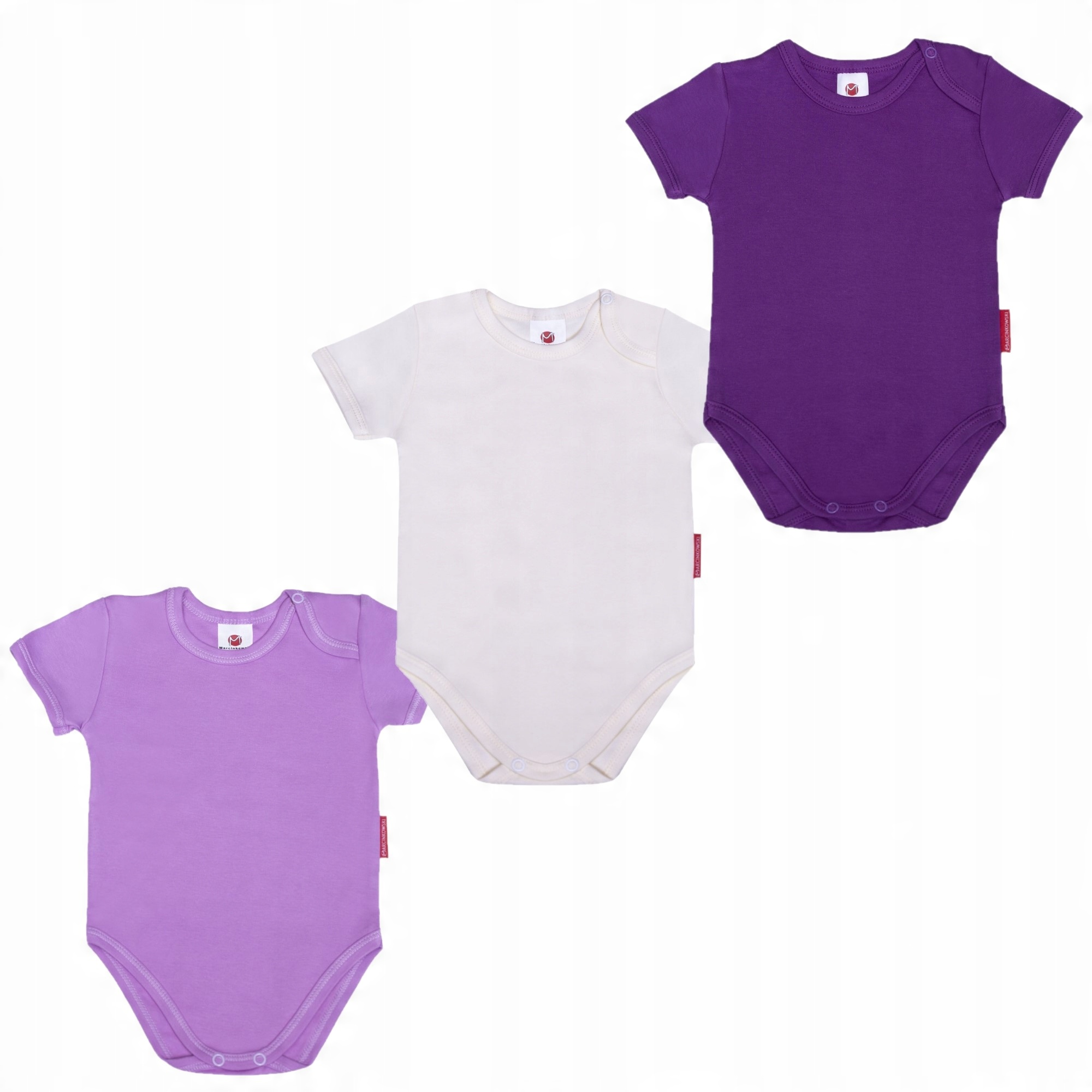 

3-PACK Body Krótki Rękaw Fioletowy Ecru Lila 140